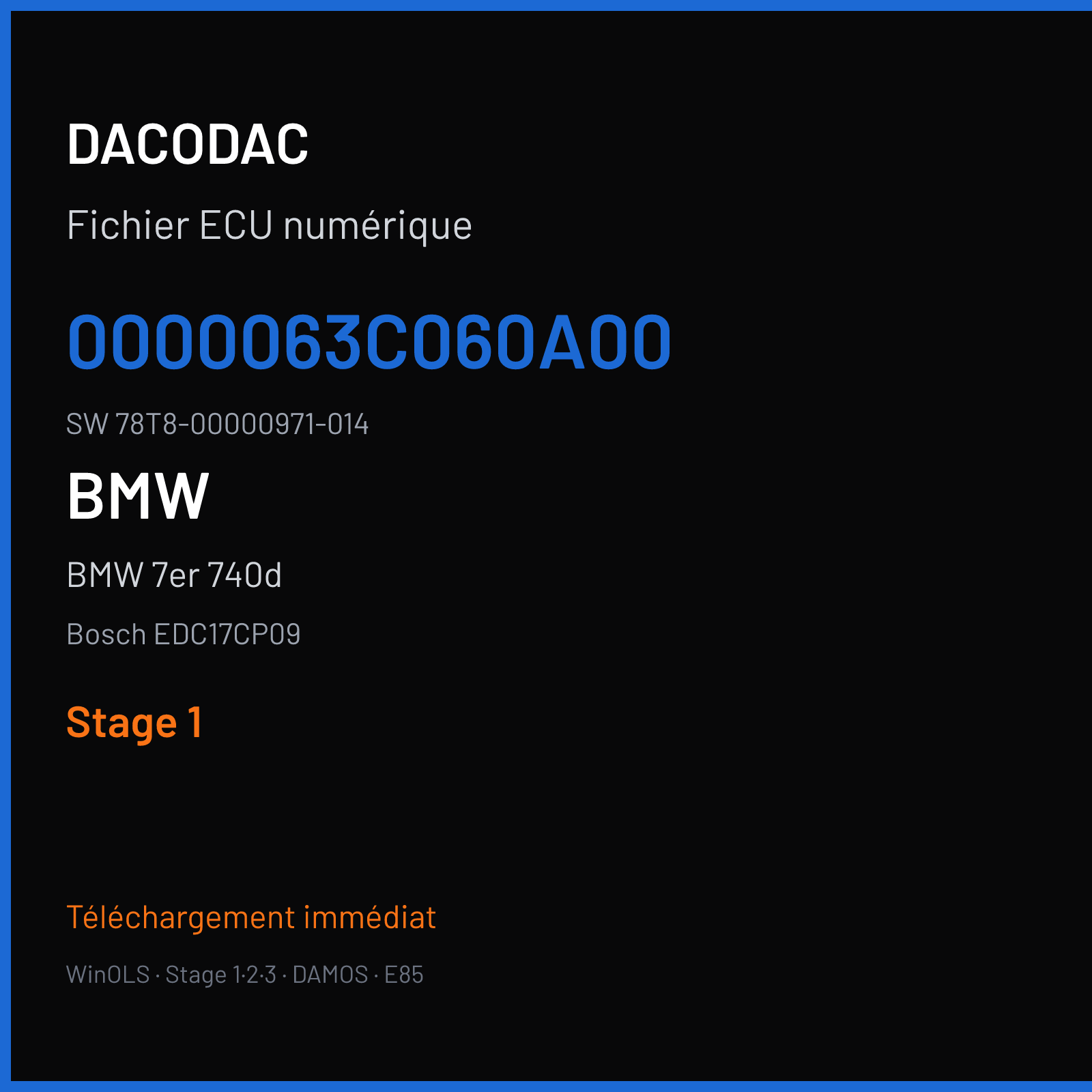 BMW 7er 740d 306 ch (2012) — Bosch EDC17CP09 — 0000063C060A00 · 78T8-00000971-014 · 506048 — Stage 1