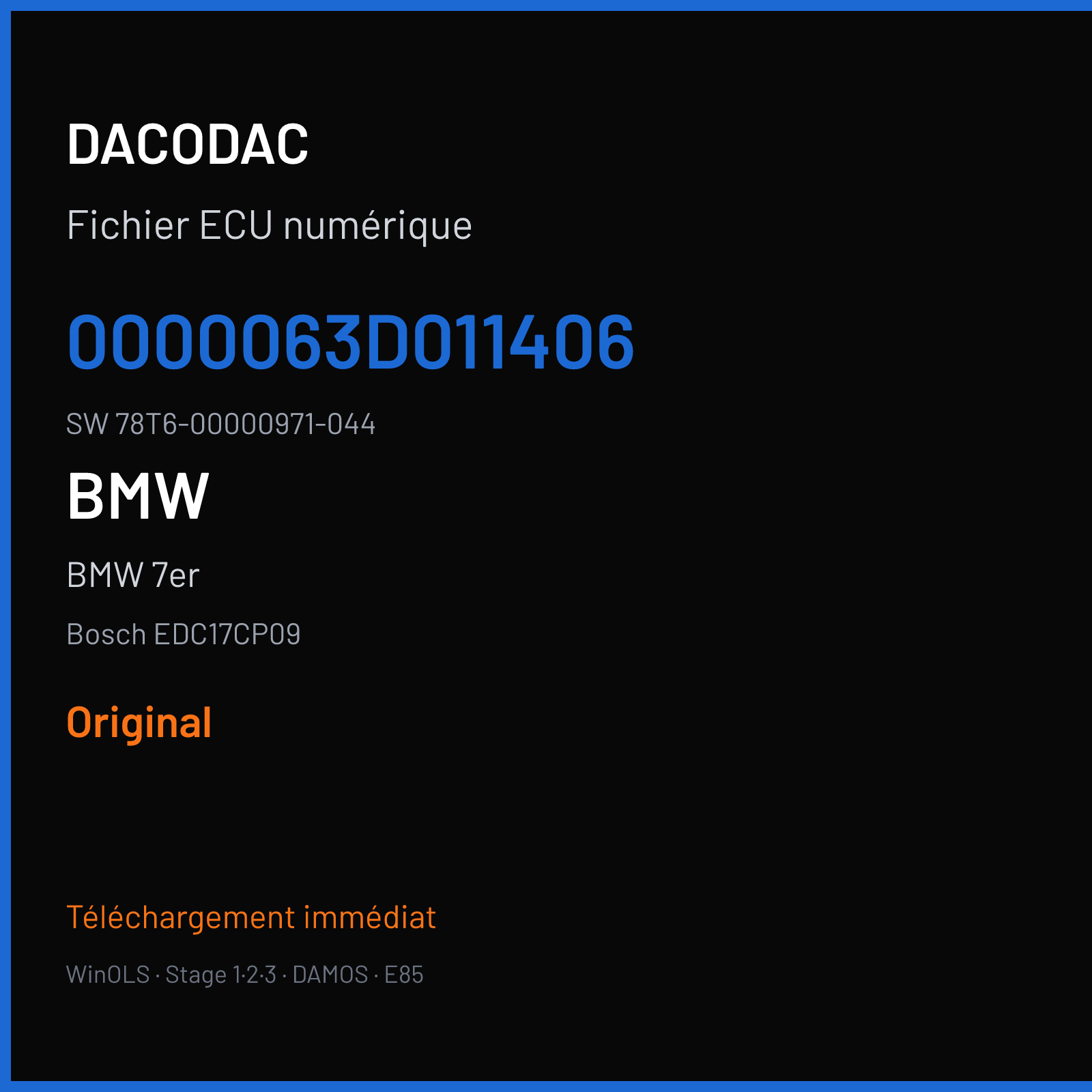 BMW 7er 306 ch — Bosch EDC17CP09 — 0000063D011406 · 78T6-00000971-044 · 514075 — Original