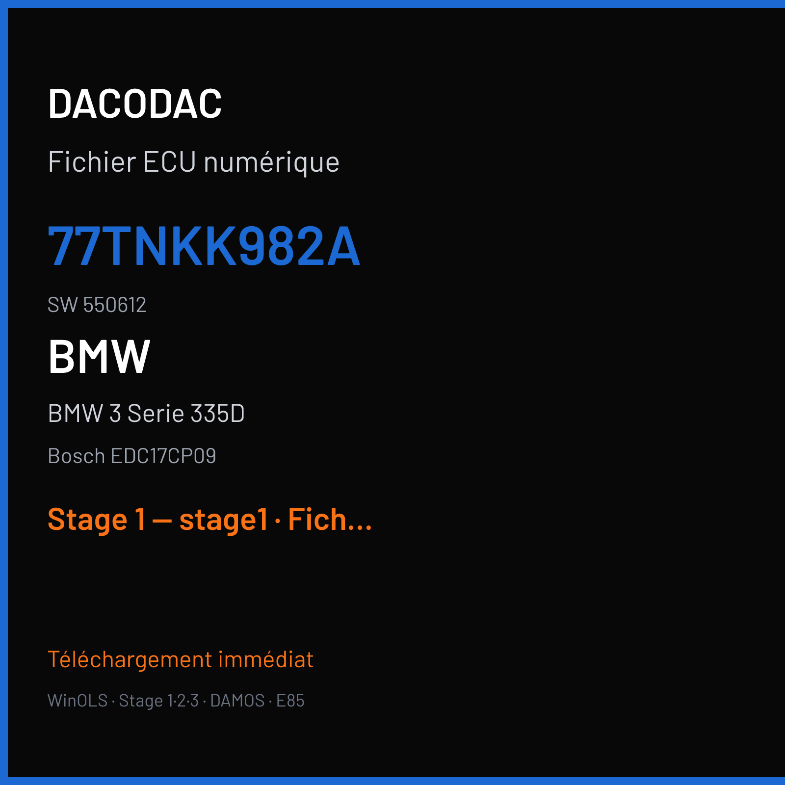 BMW 3 Serie 335D (2010) — Bosch EDC17CP09 — 77TNKK982A · 550612 — Stage 1 — stage1