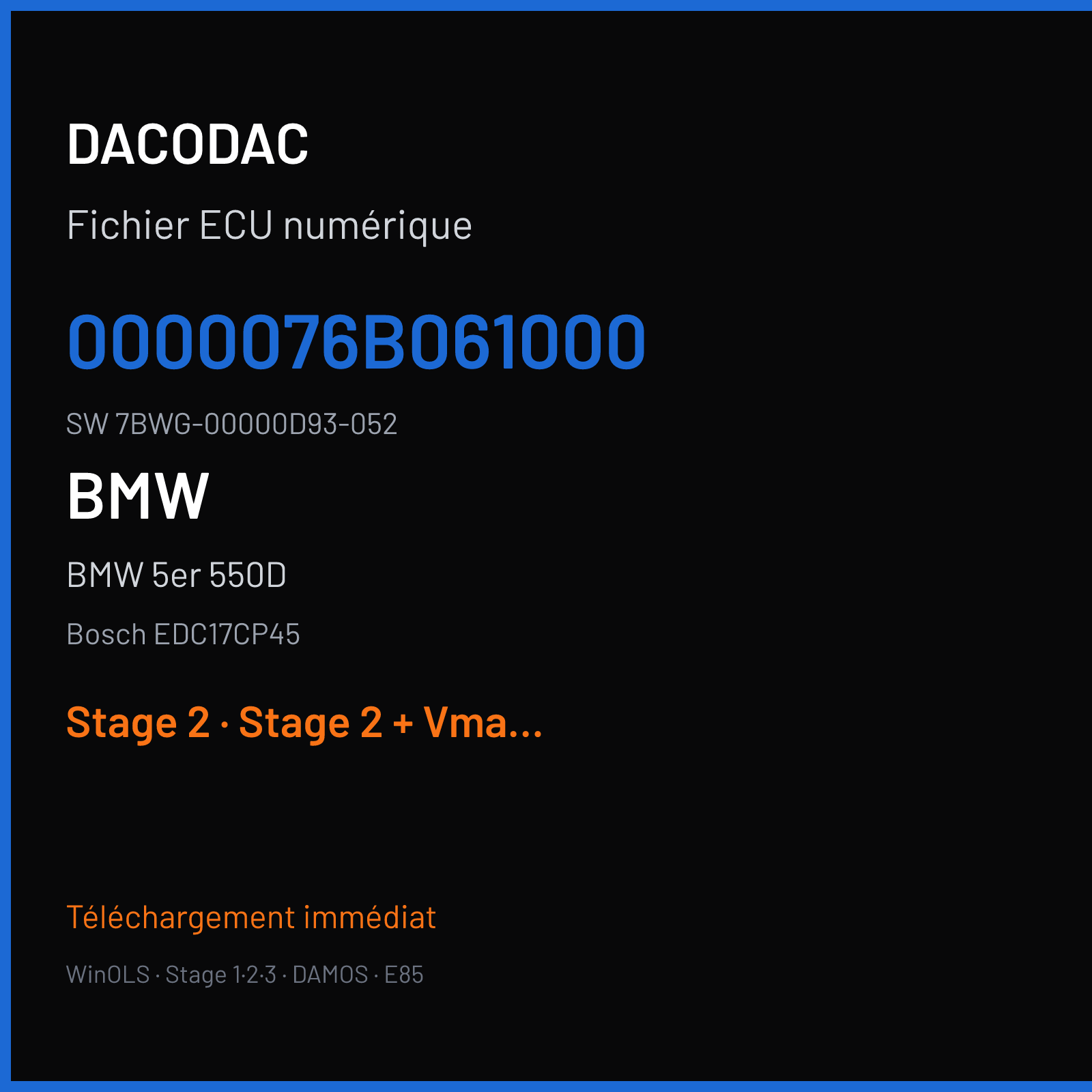 BMW 5er 550D 381 ch (2013) — Bosch EDC17CP45 — 0000076B061000 · 7BWG-00000D93-052 · 518896 — Stage 2