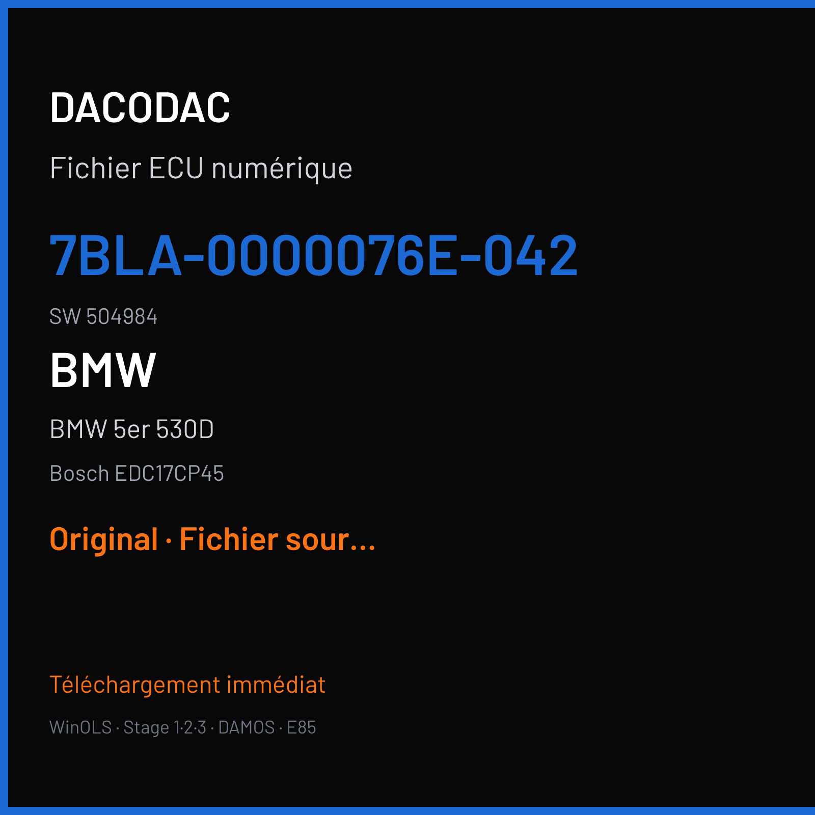 BMW 5er 530D (2012) — Bosch EDC17CP45 — 7BLA-0000076E-042 · 504984 — Original
