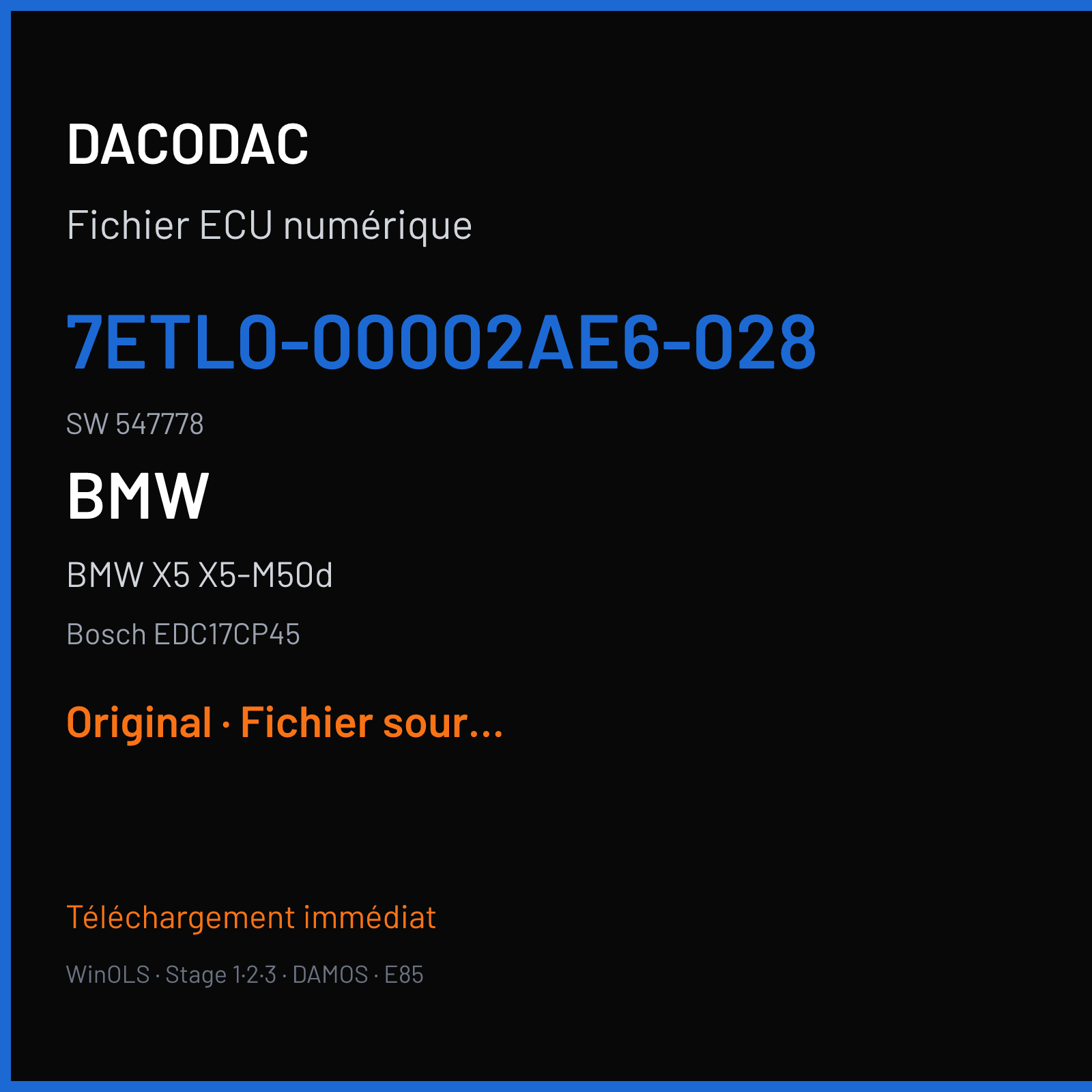 BMW X5 X5-M50d (2014) — Bosch EDC17CP45 — 7ETL0-00002AE6-028 · 547778 — Original