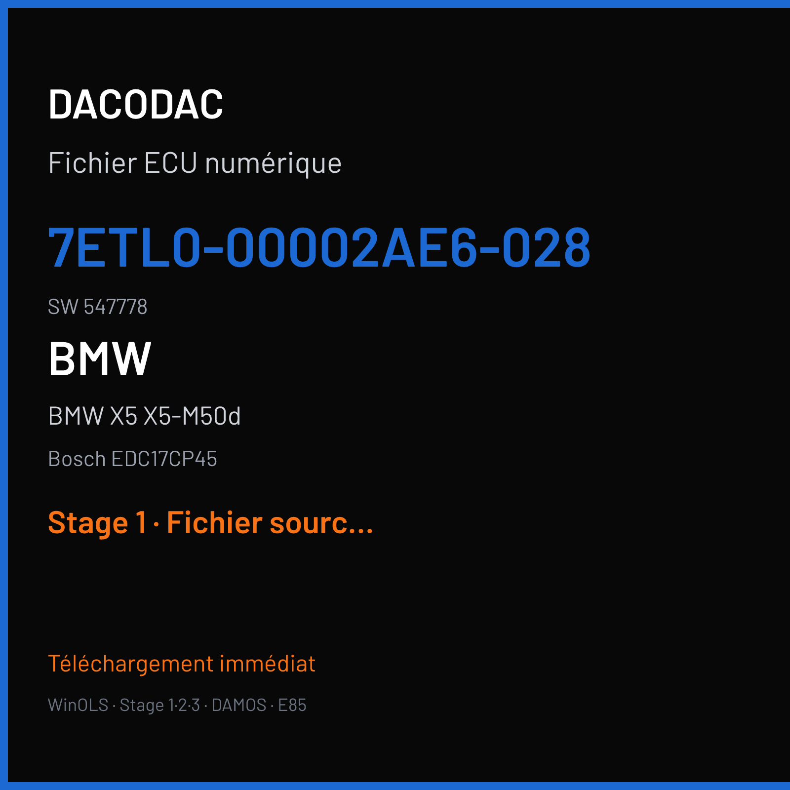 BMW X5 X5-M50d (2014) — Bosch EDC17CP45 — 7ETL0-00002AE6-028 · 547778 — Stage 1