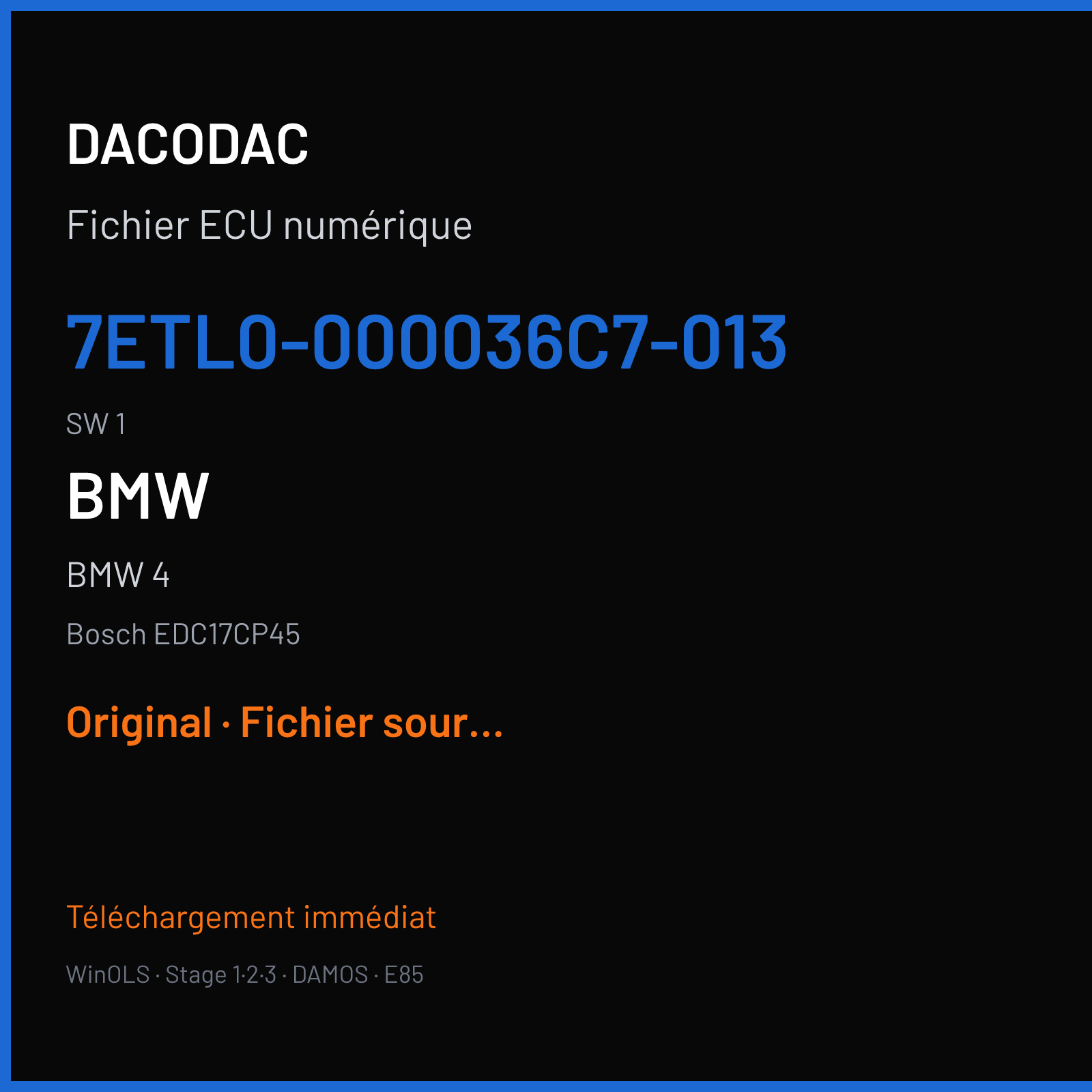 BMW 4 (2015) — Bosch EDC17CP45 — 7ETL0-000036C7-013 · 1 — Original