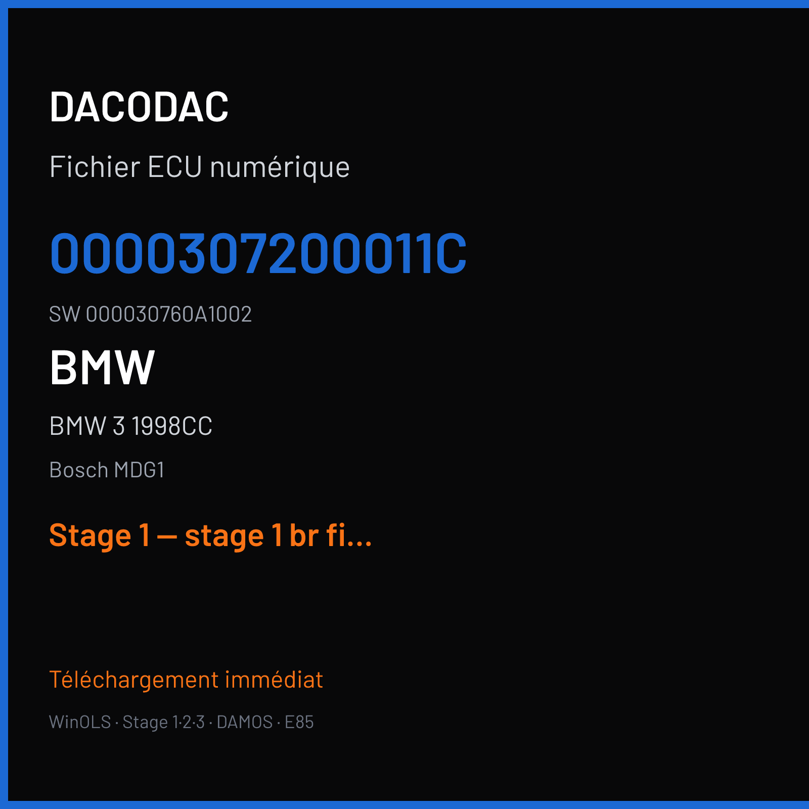 BMW 3 1998CC (2016) — Bosch MDG1 — 0000307200011C · 000030760A1002 — Stage 1 — stage 1 br file
