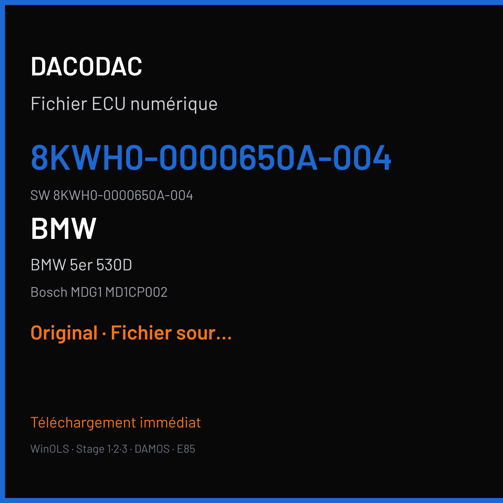 BMW 5er 530D (2018) — Bosch MDG1 MD1CP002 — 8KWH0-0000650A-004 · 8KWH0-0000650A-004 — Original