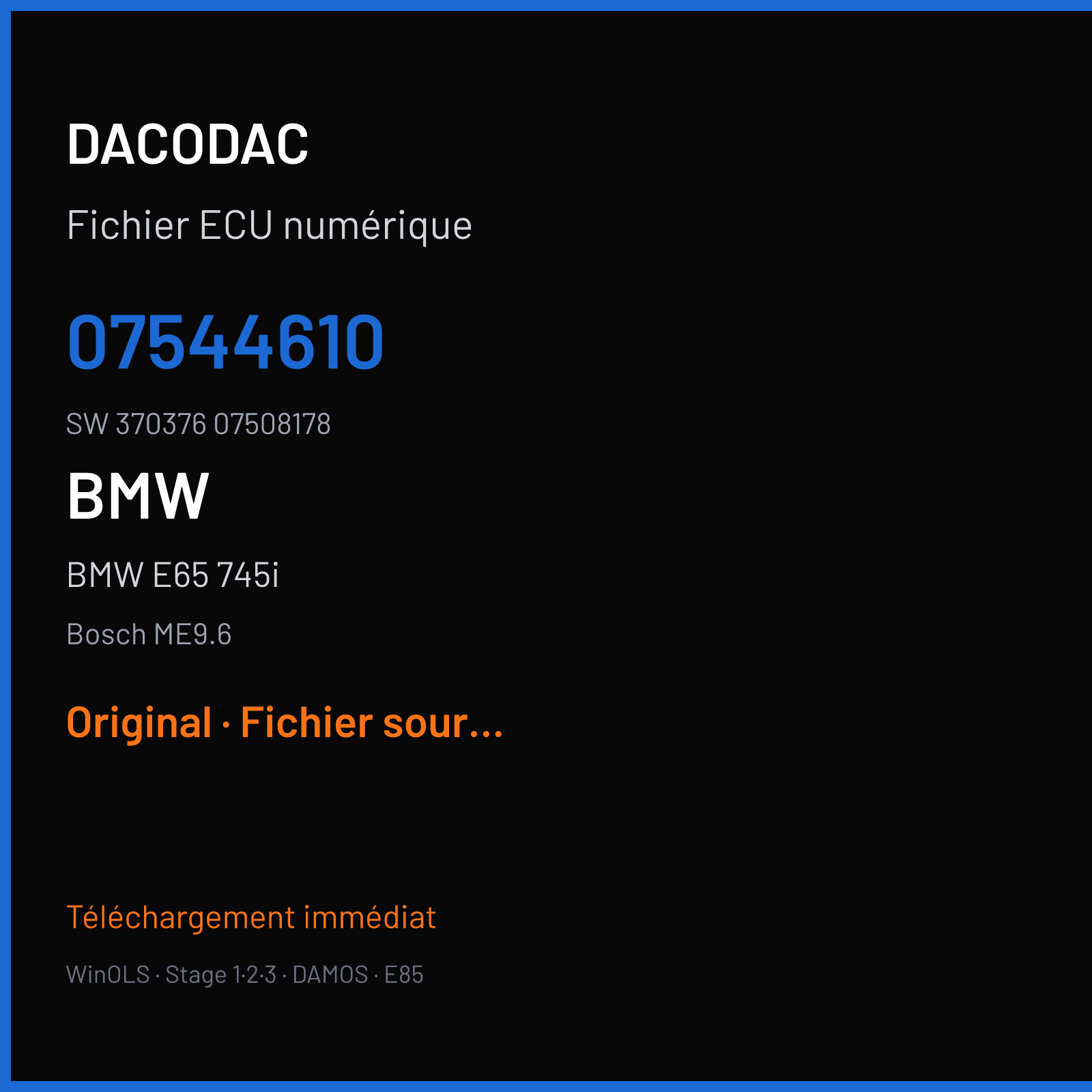 BMW E65 745i (2004) — Bosch ME9.6 — 07544610 · 370376 07508178 — Original
