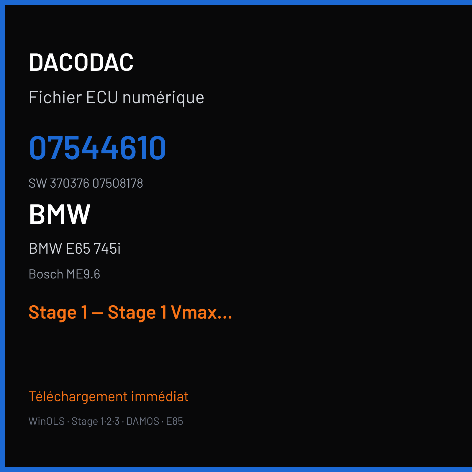 BMW E65 745i (2004) — Bosch ME9.6 — 07544610 · 370376 07508178 — Stage 1 — Stage 1 Vmax