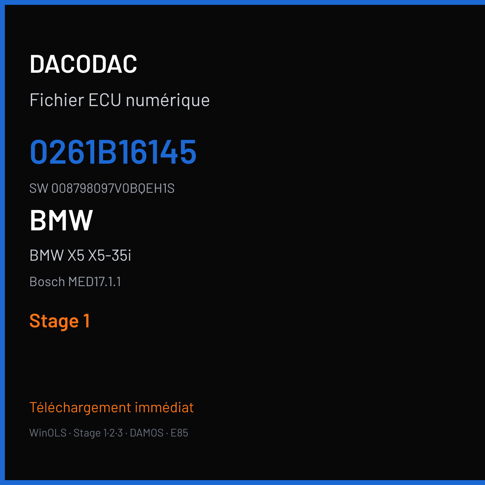 BMW X5 X5-35i 306 ch (2010) — Bosch MED17.1.1 — 0261B16145 · 008798097V0BQEH1S · 515932 — Stage 1