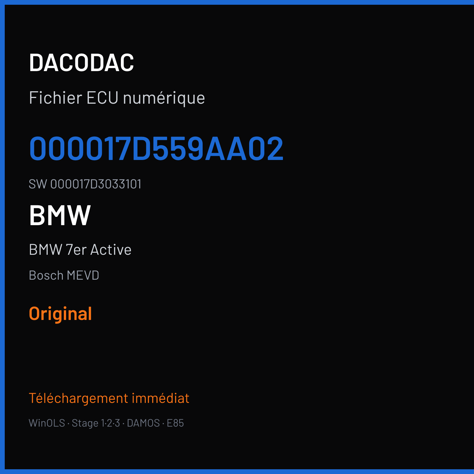 BMW 7er Active 320 ch — Bosch MEVD — 000017D559AA02 · 000017D3033101 · 75H9EI2B — Original