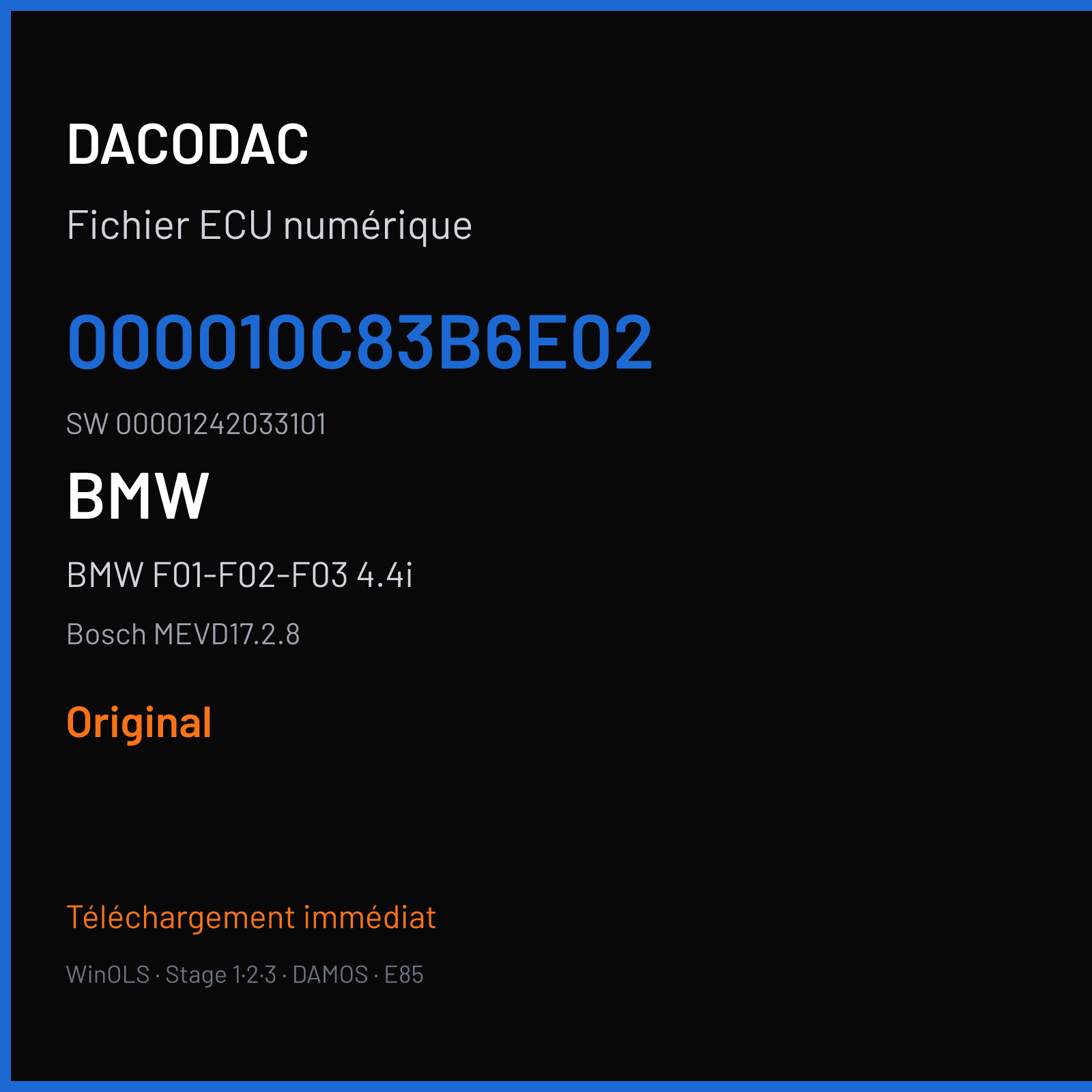 BMW F01-F02-F03 4.4i 450 ch (2013) — Bosch MEVD17.2.8 — 000010C83B6E02 · 00001242033101 · 524967 — Original