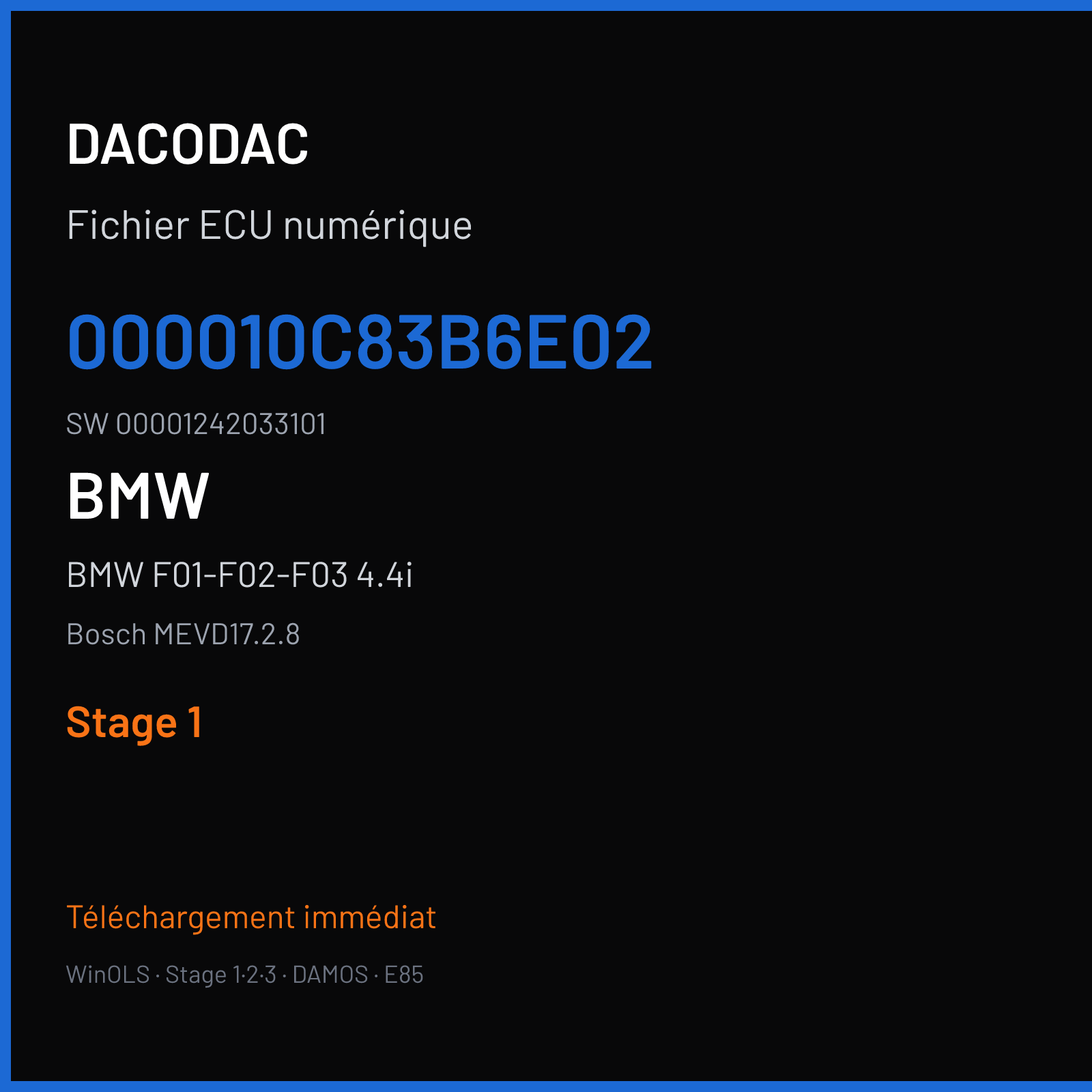 BMW F01-F02-F03 4.4i 450 ch (2013) — Bosch MEVD17.2.8 — 000010C83B6E02 · 00001242033101 · 524967 — Stage 1