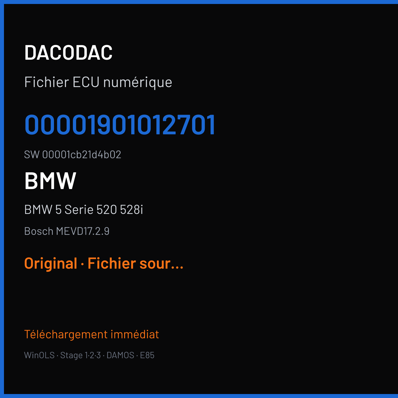 BMW 5 Serie 520 528i (2014) — Bosch MEVD17.2.9 — 00001901012701 · 00001cb21d4b02 — Original