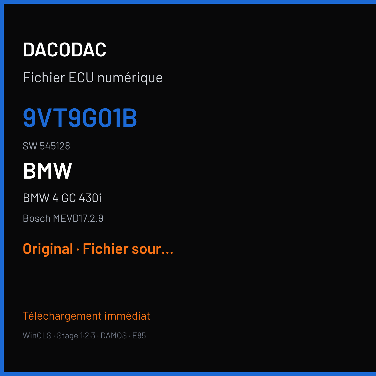 BMW 4 GC 430i (2014) — Bosch MEVD17.2.9 — 9VT9G01B · 545128 — Original