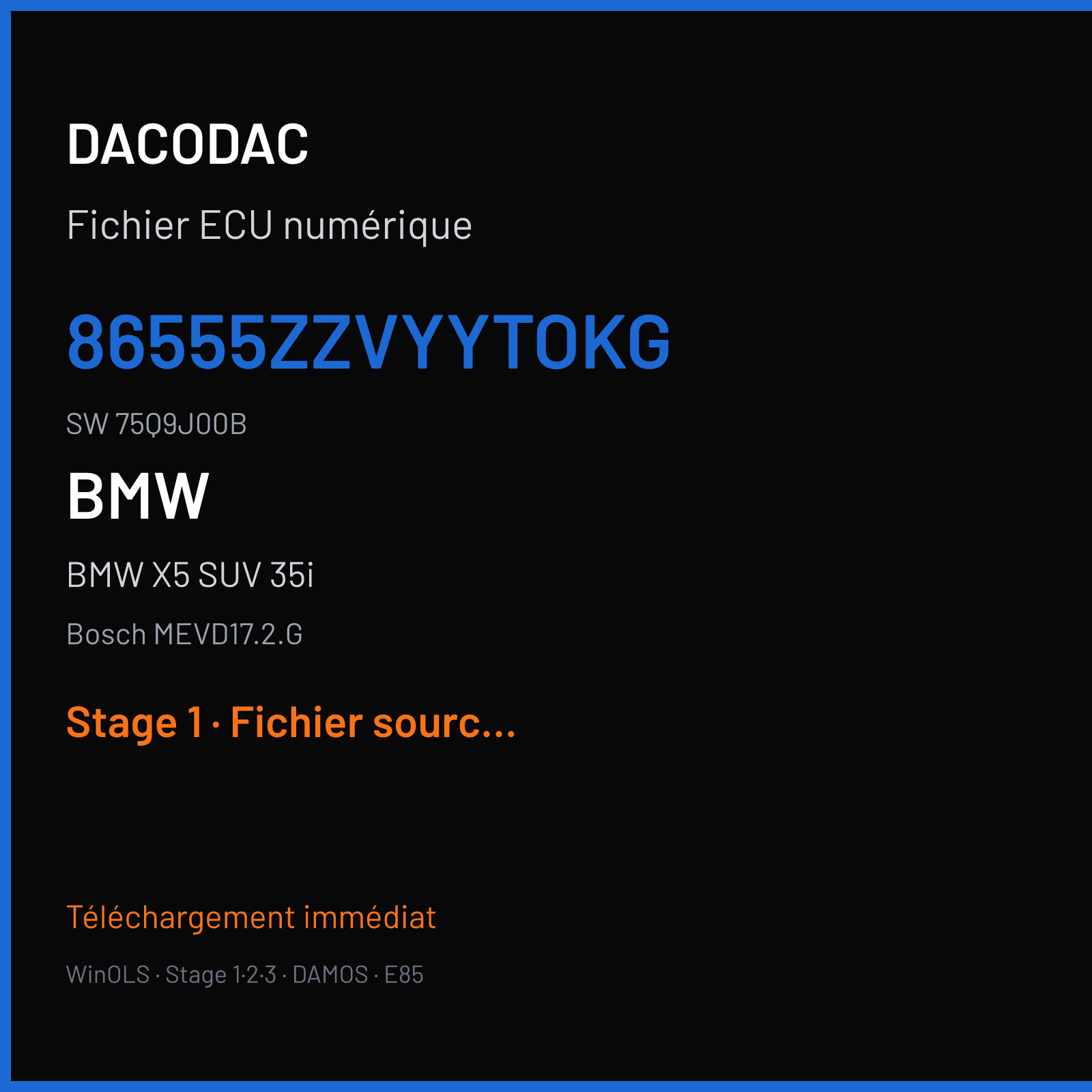 BMW X5 SUV 35i — Bosch MEVD17.2.G — 86555ZZVYYTOKG · 75Q9J00B — Stage 1