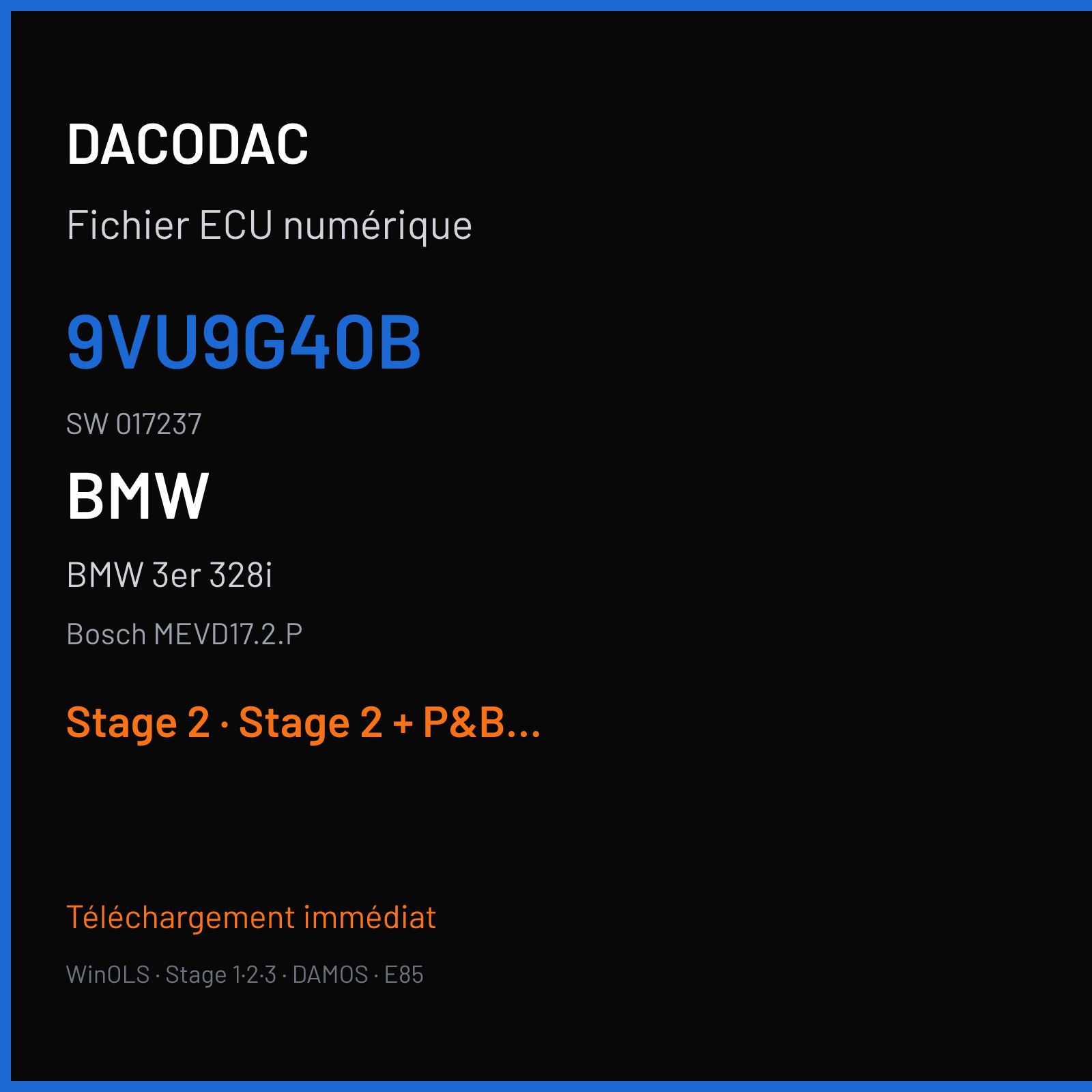 BMW 3er 328i (2015) — Bosch MEVD17.2.P — 9VU9G40B · 017237 — Stage 2