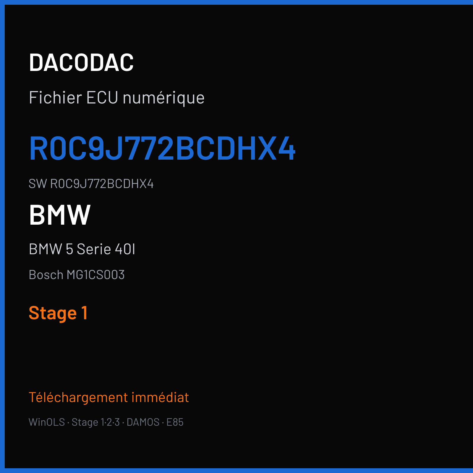 BMW 5 Serie 40I 340 ch (2019) — Bosch MG1CS003 — R0C9J772BCDHX4 · R0C9J772BCDHX4 · R0C2J772B — Stage 1