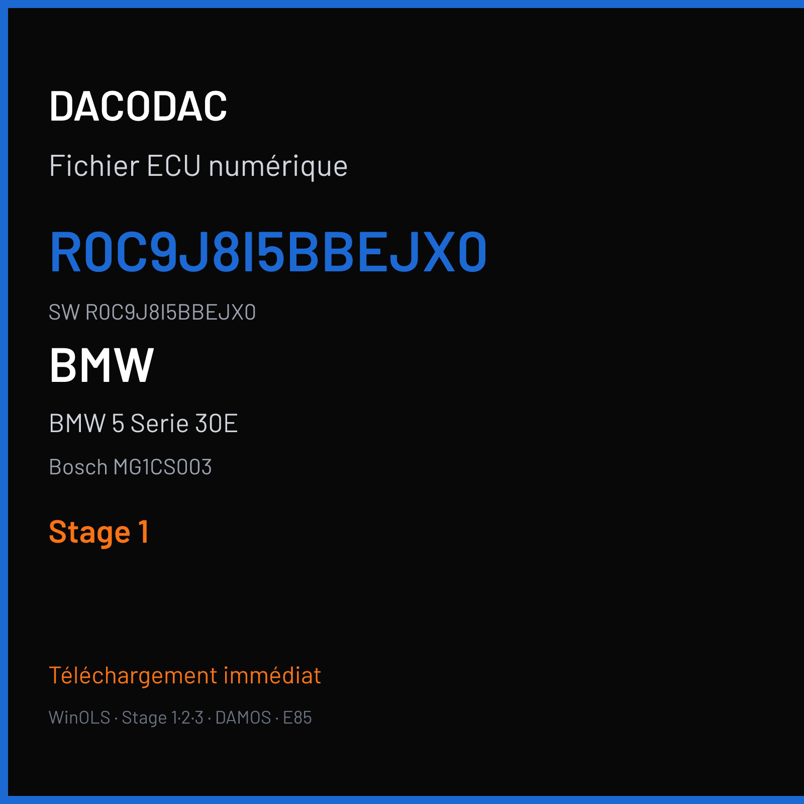 BMW 5 Serie 30E 252 ch (2021) — Bosch MG1CS003 — R0C9J8I5BBEJX0 · R0C9J8I5BBEJX0 · R0C2J8I5B — Stage 1