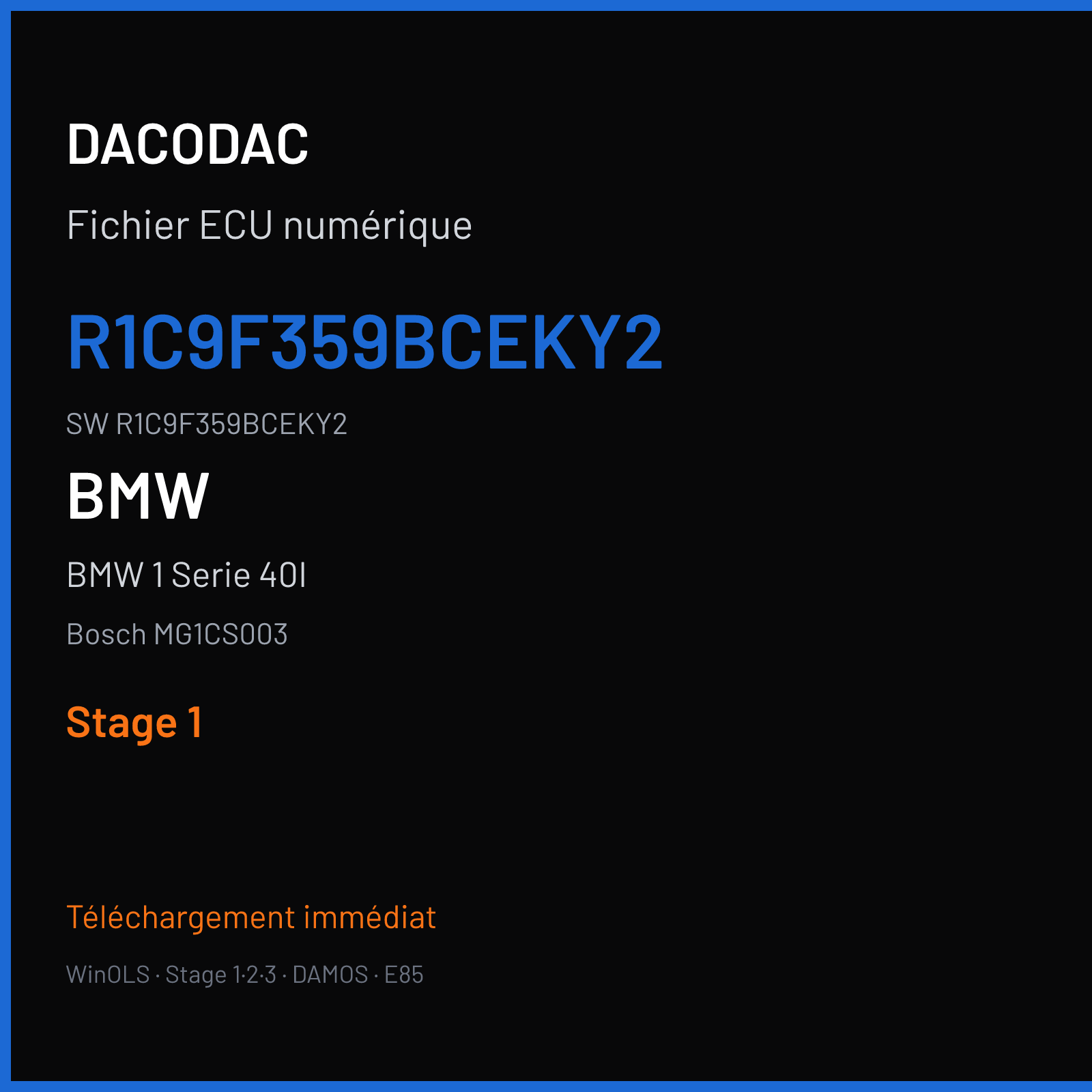 BMW 1 Serie 40I 340 ch (2019) — Bosch MG1CS003 — R1C9F359BCEKY2 · R1C9F359BCEKY2 · R1C2F359B — Stage 1