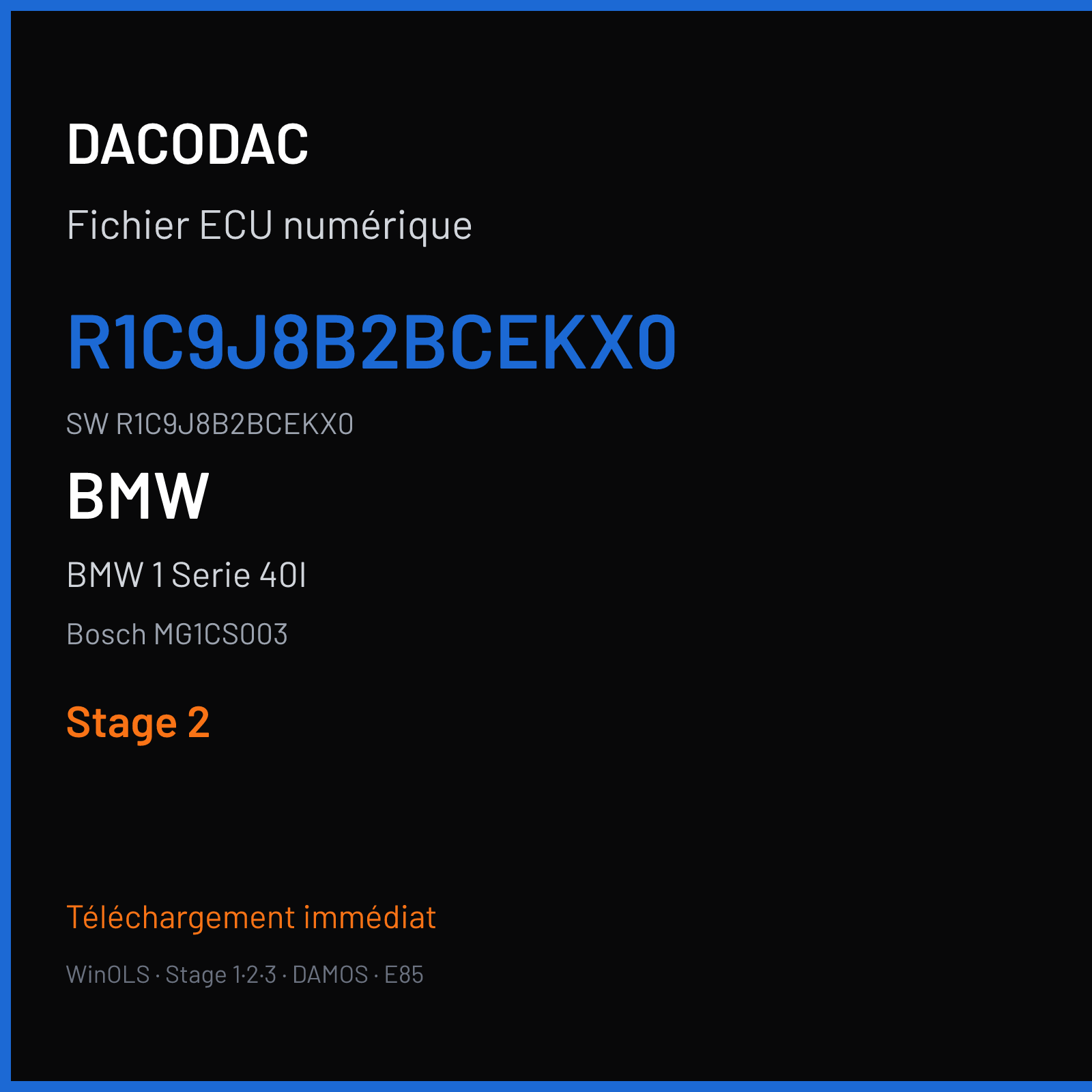 BMW 1 Serie 40I 340 ch (2018) — Bosch MG1CS003 — R1C9J8B2BCEKX0 · R1C9J8B2BCEKX0 · R1C2J8B2B — Stage 2