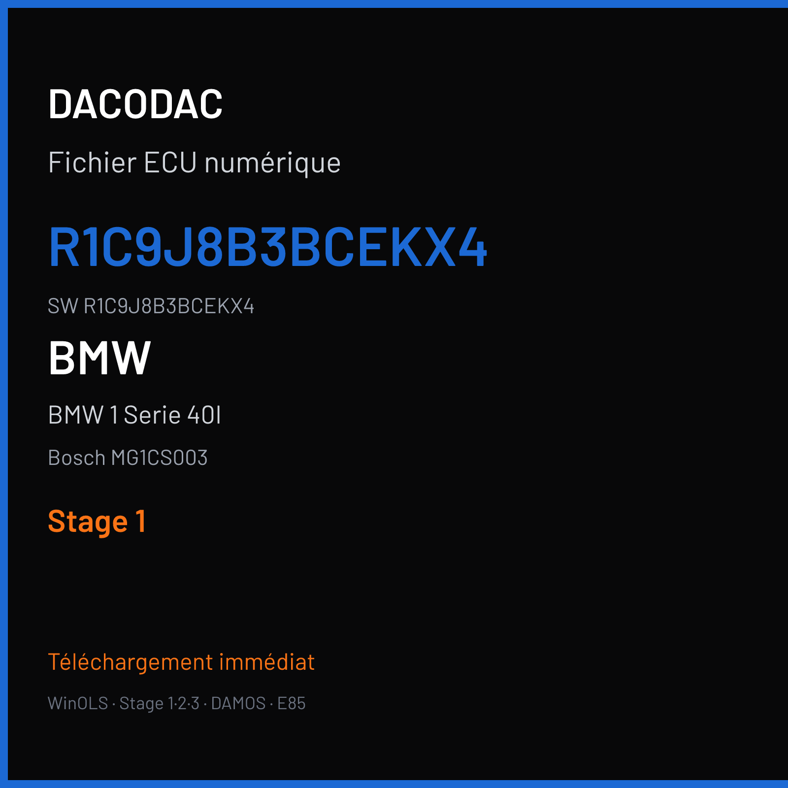 BMW 1 Serie 40I 340 ch (2019) — Bosch MG1CS003 — R1C9J8B3BCEKX4 · R1C9J8B3BCEKX4 · R1C2J8B3B — Stage 1