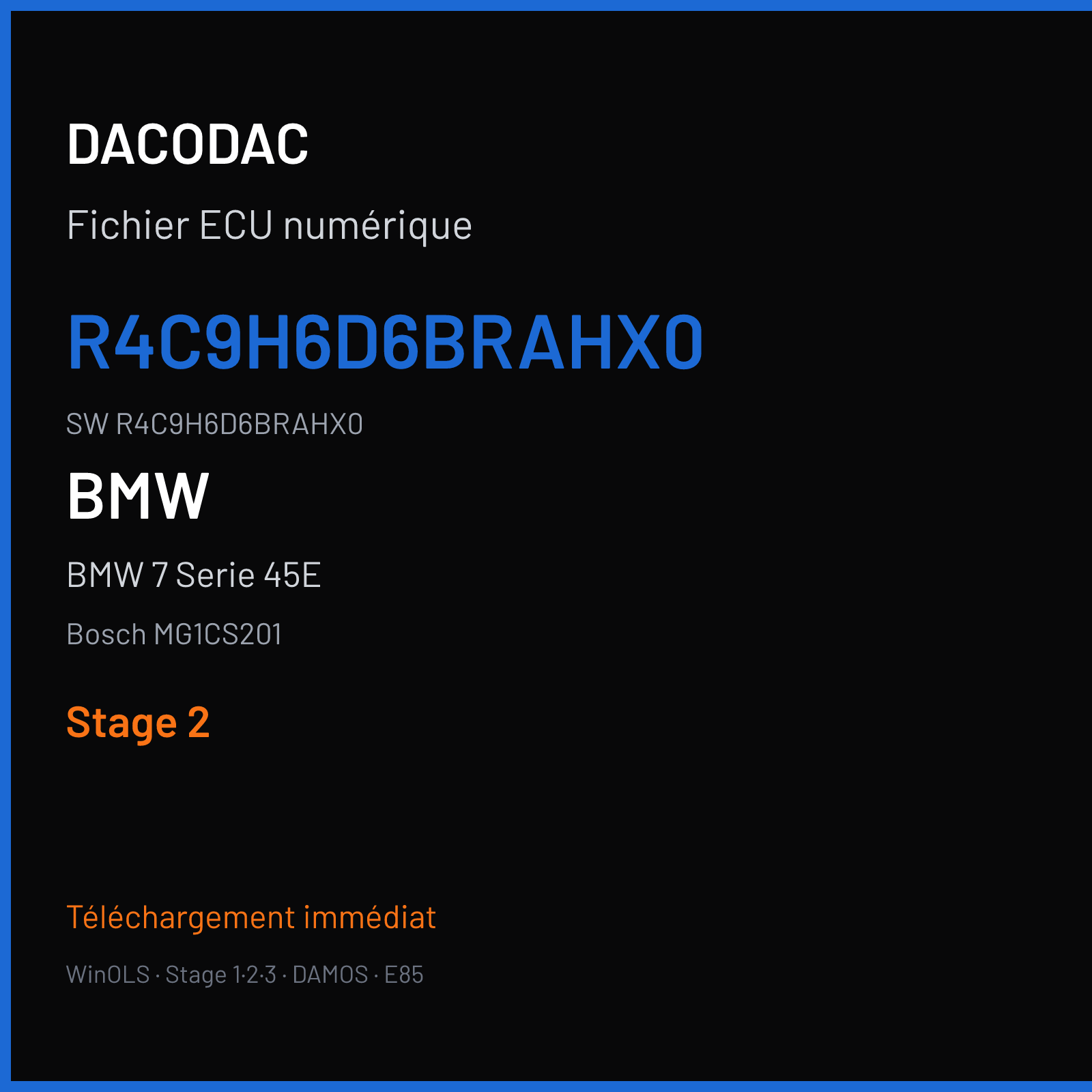 BMW 7 Serie 45E 394 ch (2020) — Bosch MG1CS201 — R4C9H6D6BRAHX0 · R4C9H6D6BRAHX0 · R4C2H6D6B — Stage 2