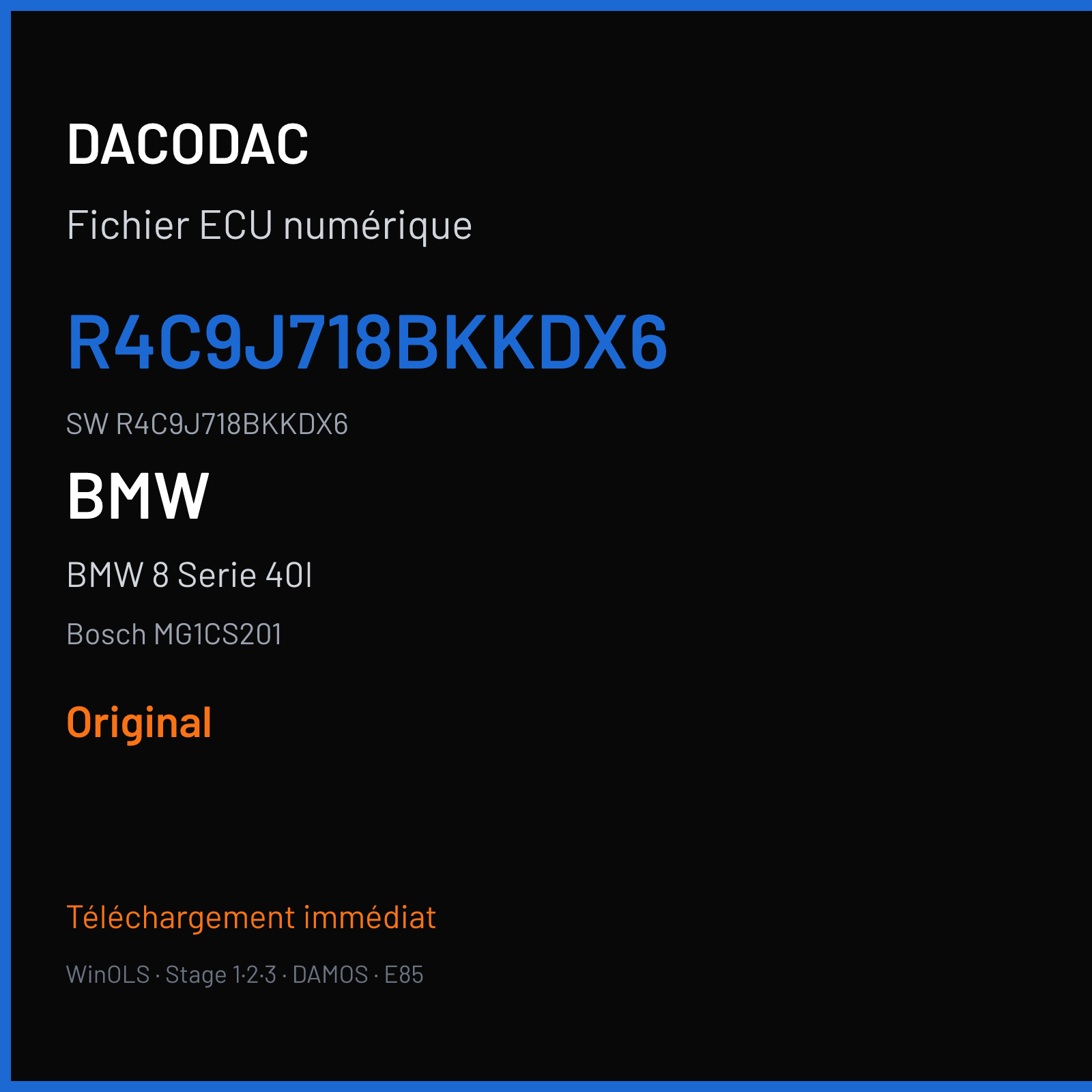 BMW 8 Serie 40I 340 ch (2020) — Bosch MG1CS201 — R4C9J718BKKDX6 · R4C9J718BKKDX6 · 049149 — Original