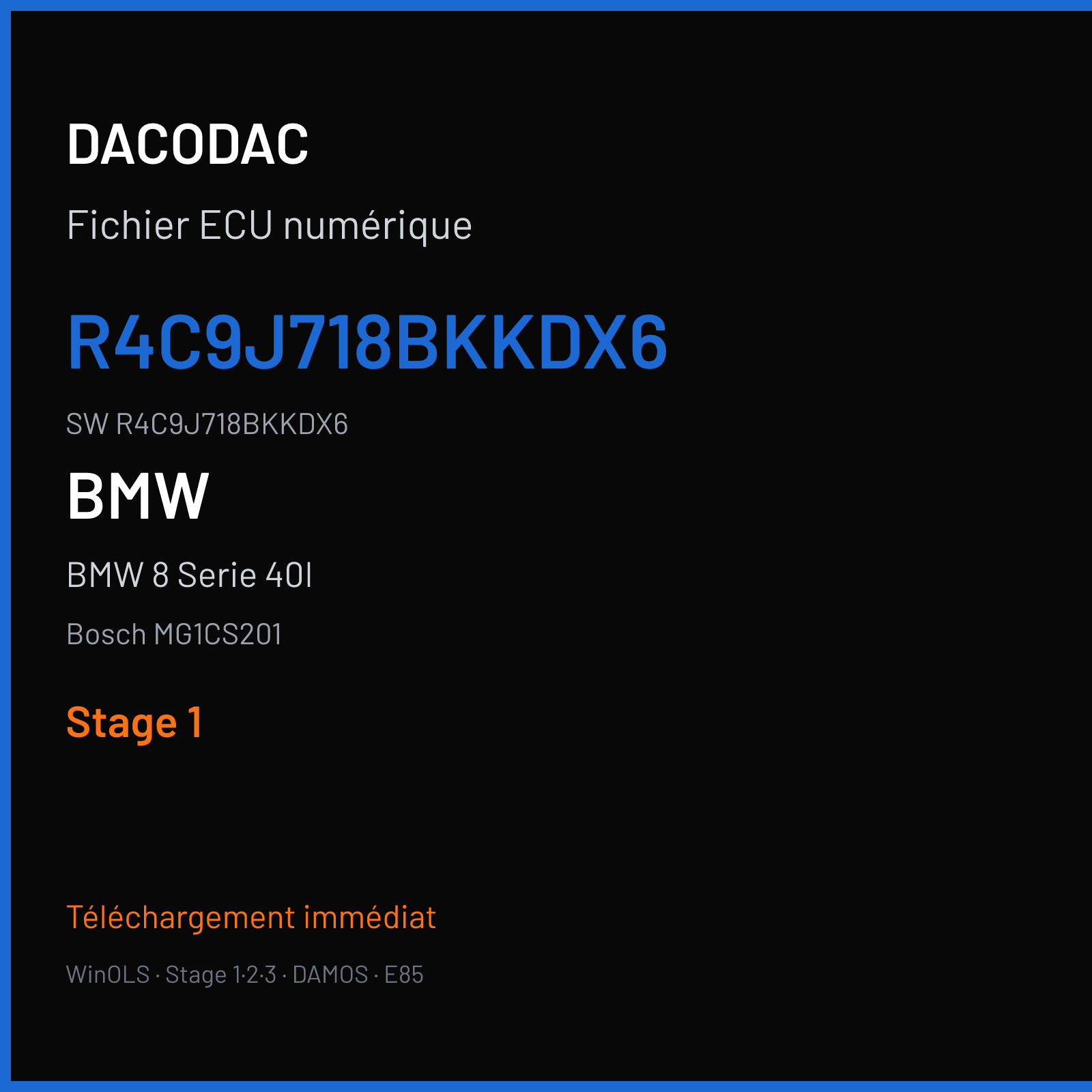 BMW 8 Serie 40I 340 ch (2020) — Bosch MG1CS201 — R4C9J718BKKDX6 · R4C9J718BKKDX6 · 049149 — Stage 1