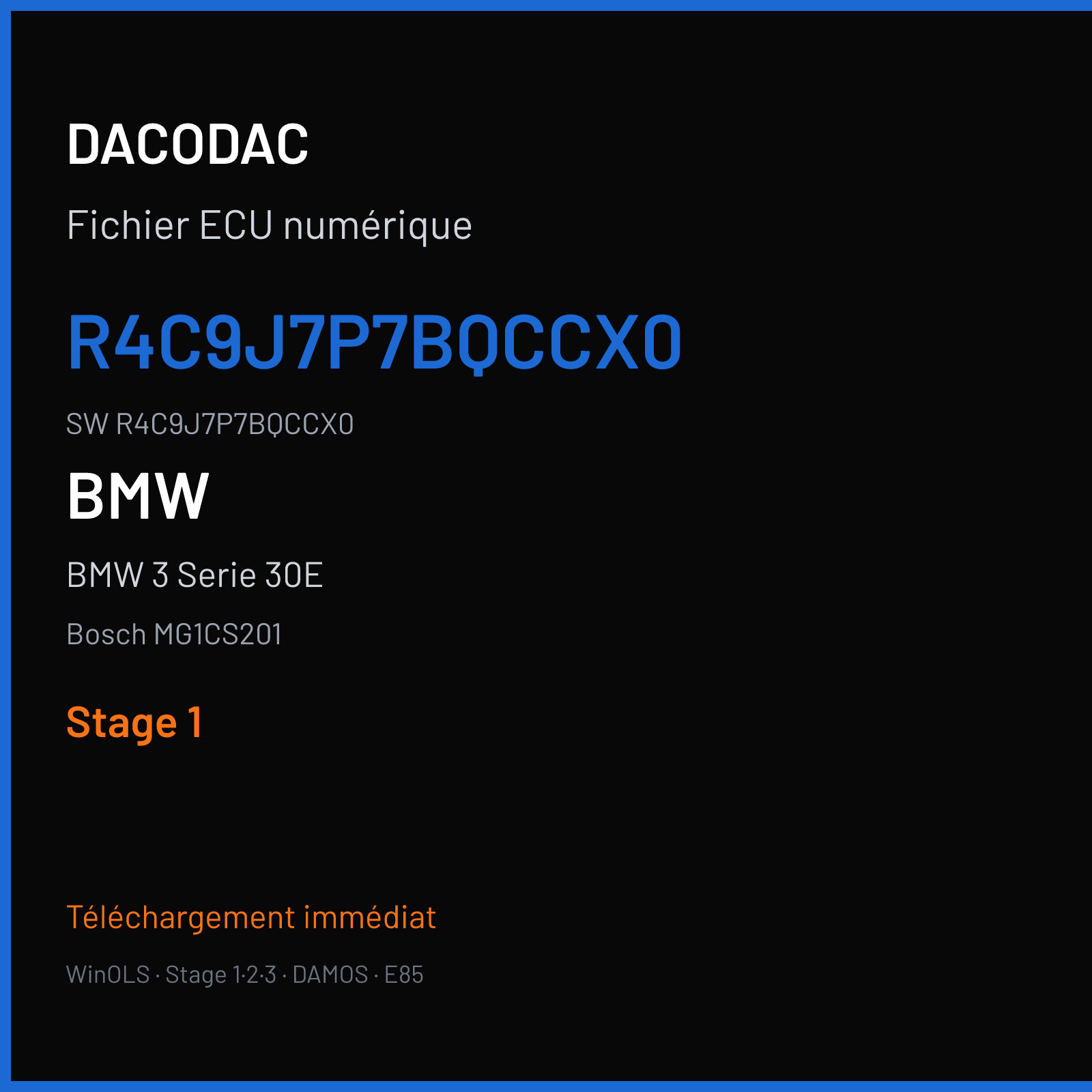 BMW 3 Serie 30E 292 ch (2020) — Bosch MG1CS201 — R4C9J7P7BQCCX0 · R4C9J7P7BQCCX0 · R4C2J7P7B — Stage 1