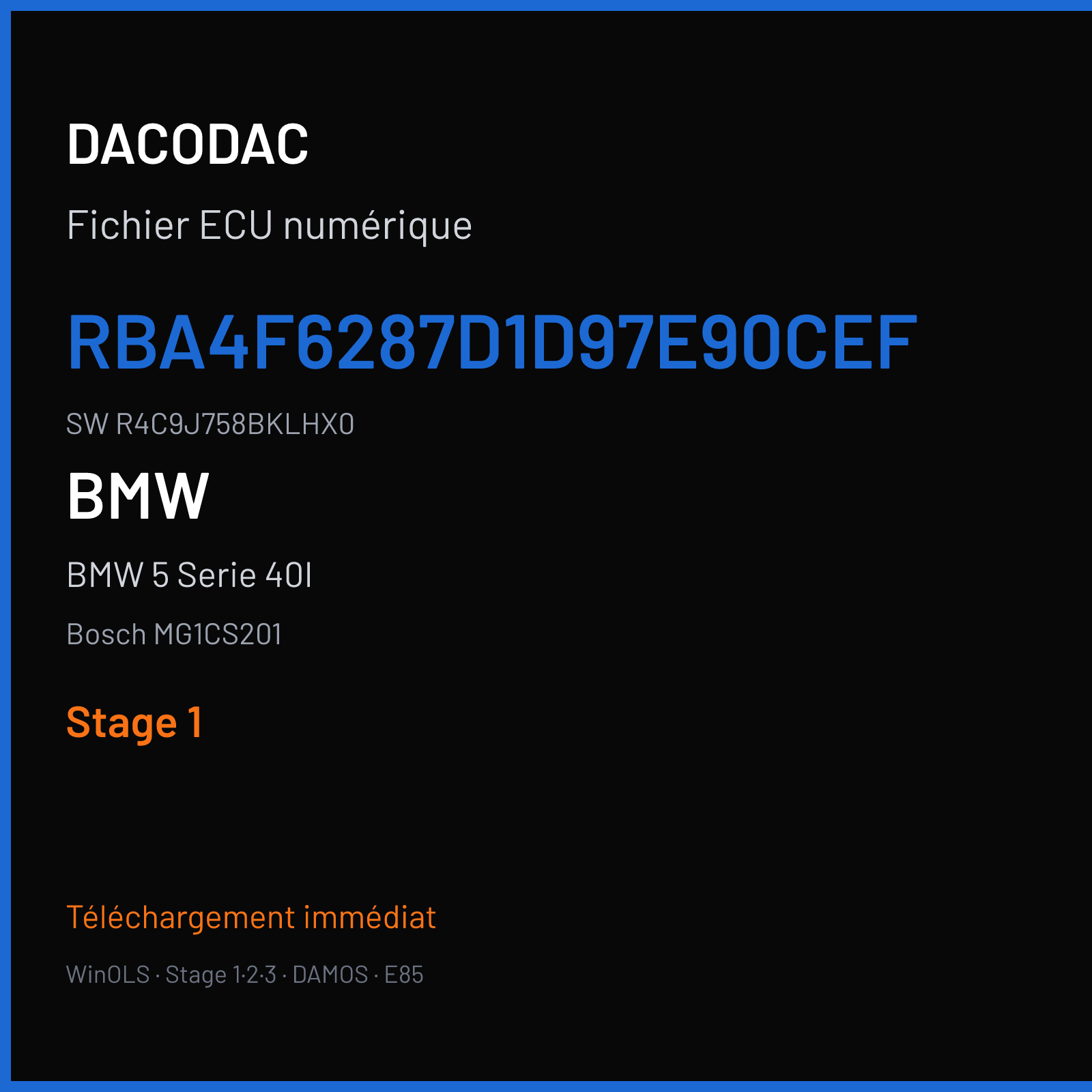 BMW 5 Serie 40I 340 ch (2019) — Bosch MG1CS201 — RBA4F6287D1D97E90CEF · R4C9J758BKLHX0 · 062856 — Stage 1