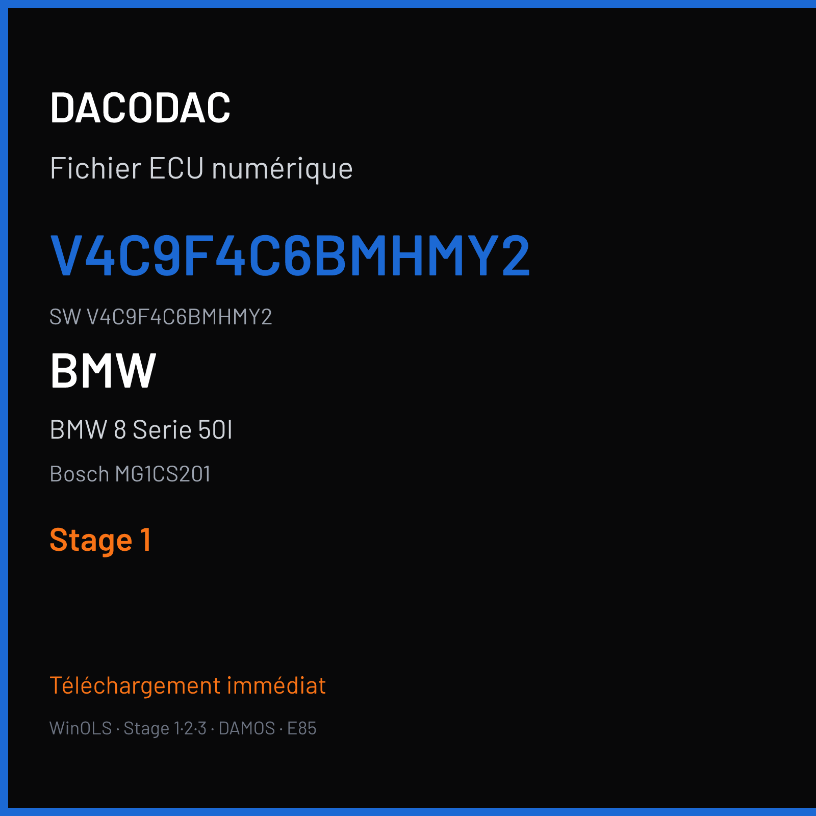 BMW 8 Serie 50I 530 ch (2019) — Bosch MG1CS201 — V4C9F4C6BMHMY2 · V4C9F4C6BMHMY2 · V4C2F4C6B — Stage 1