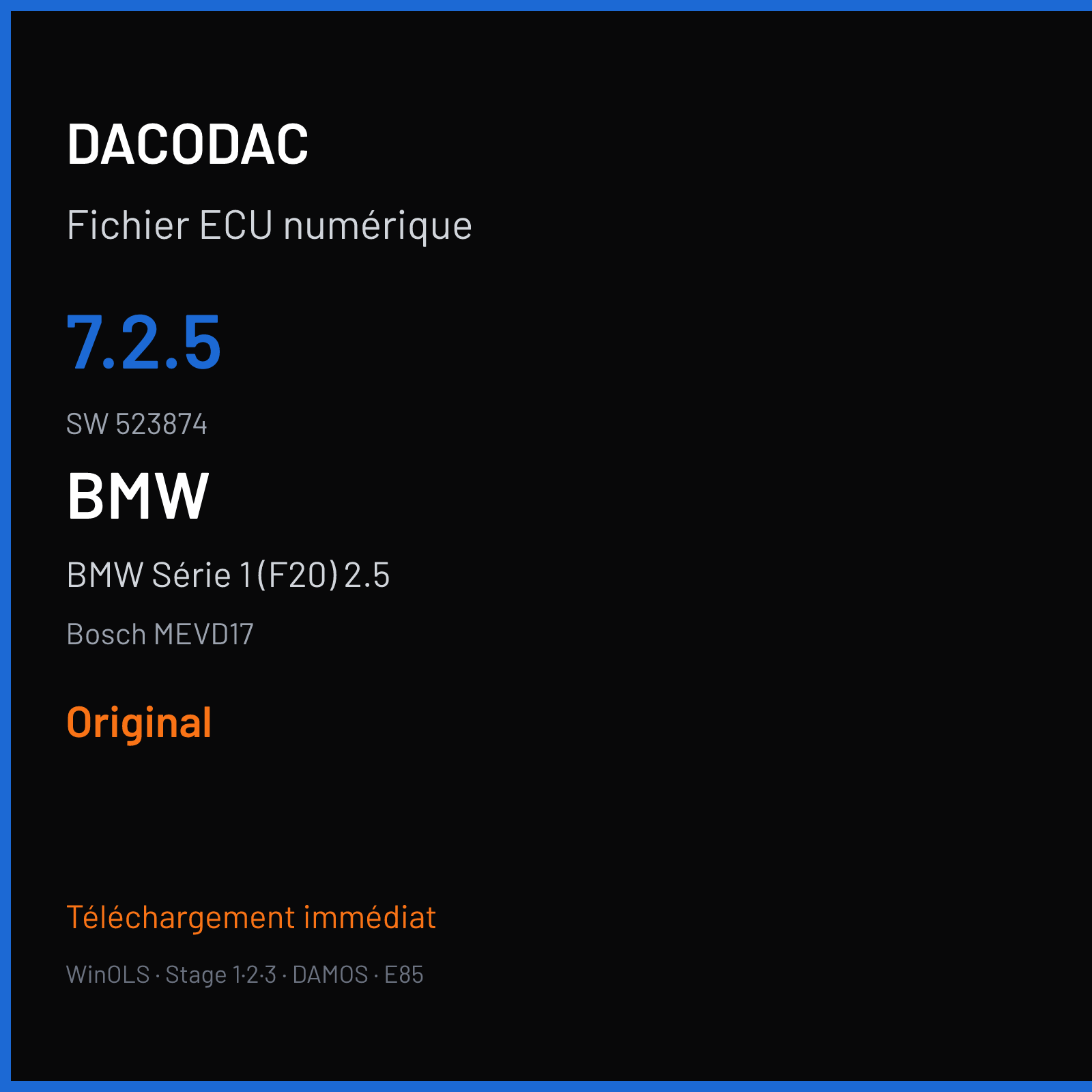 BMW Série 1 (F20) 2.5 (2012) — Bosch MEVD17 — 7.2.5 · 523874 — Original