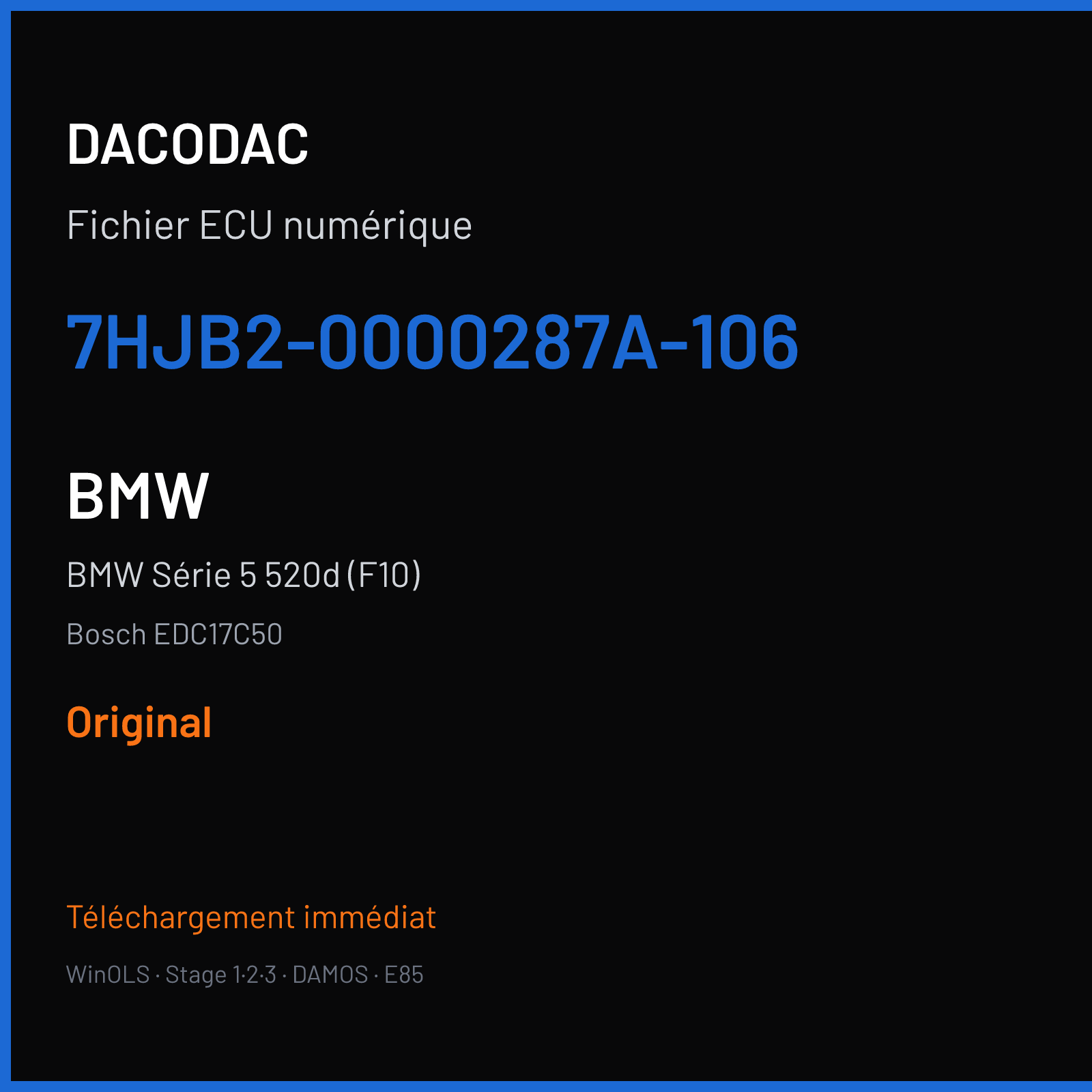 BMW Série 5 520d (F10) (2015) — Bosch EDC17C50 — 7HJB2-0000287A-106 — Original