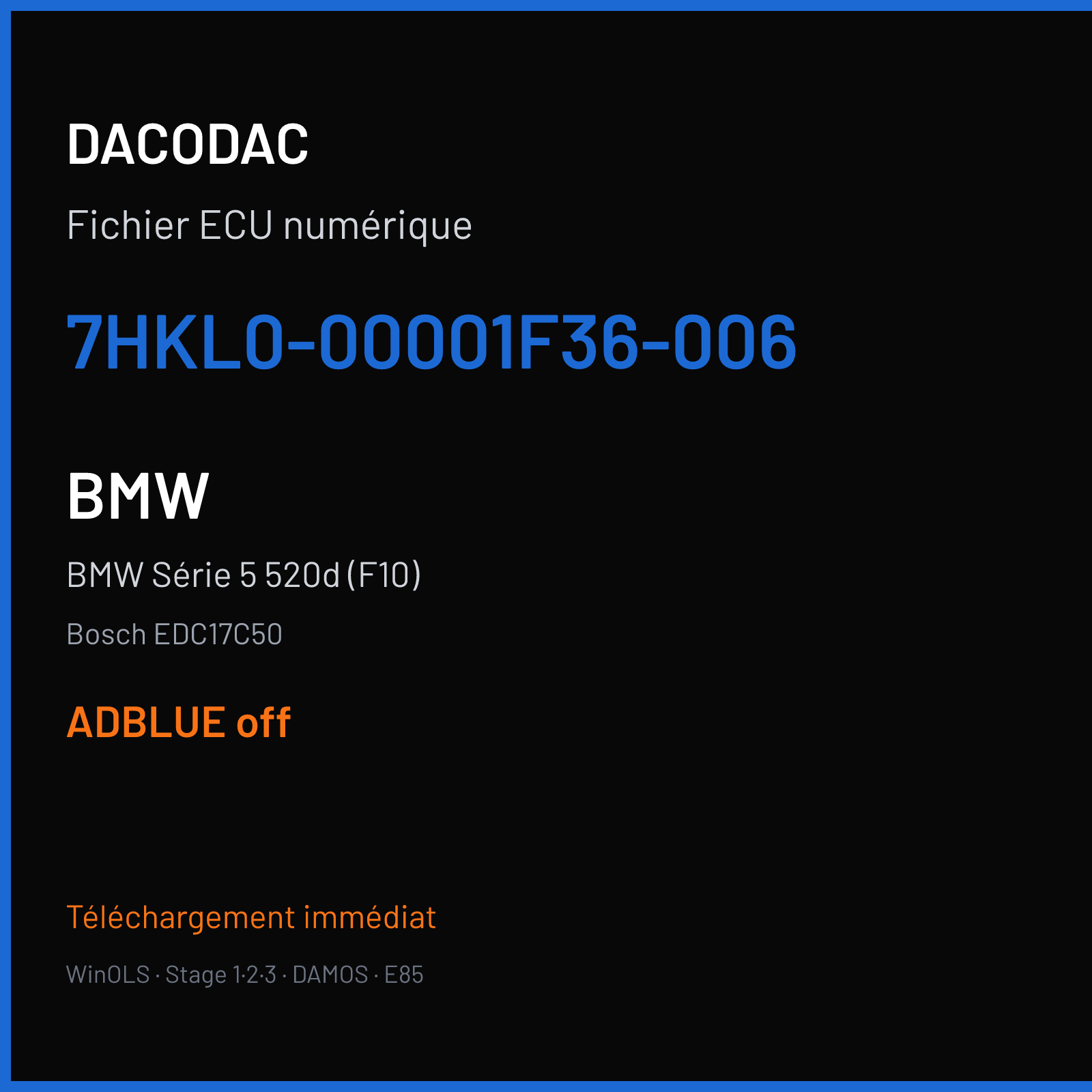 BMW Série 5 520d (F10) (2014) — Bosch EDC17C50 — 7HKL0-00001F36-006 — ADBLUE off