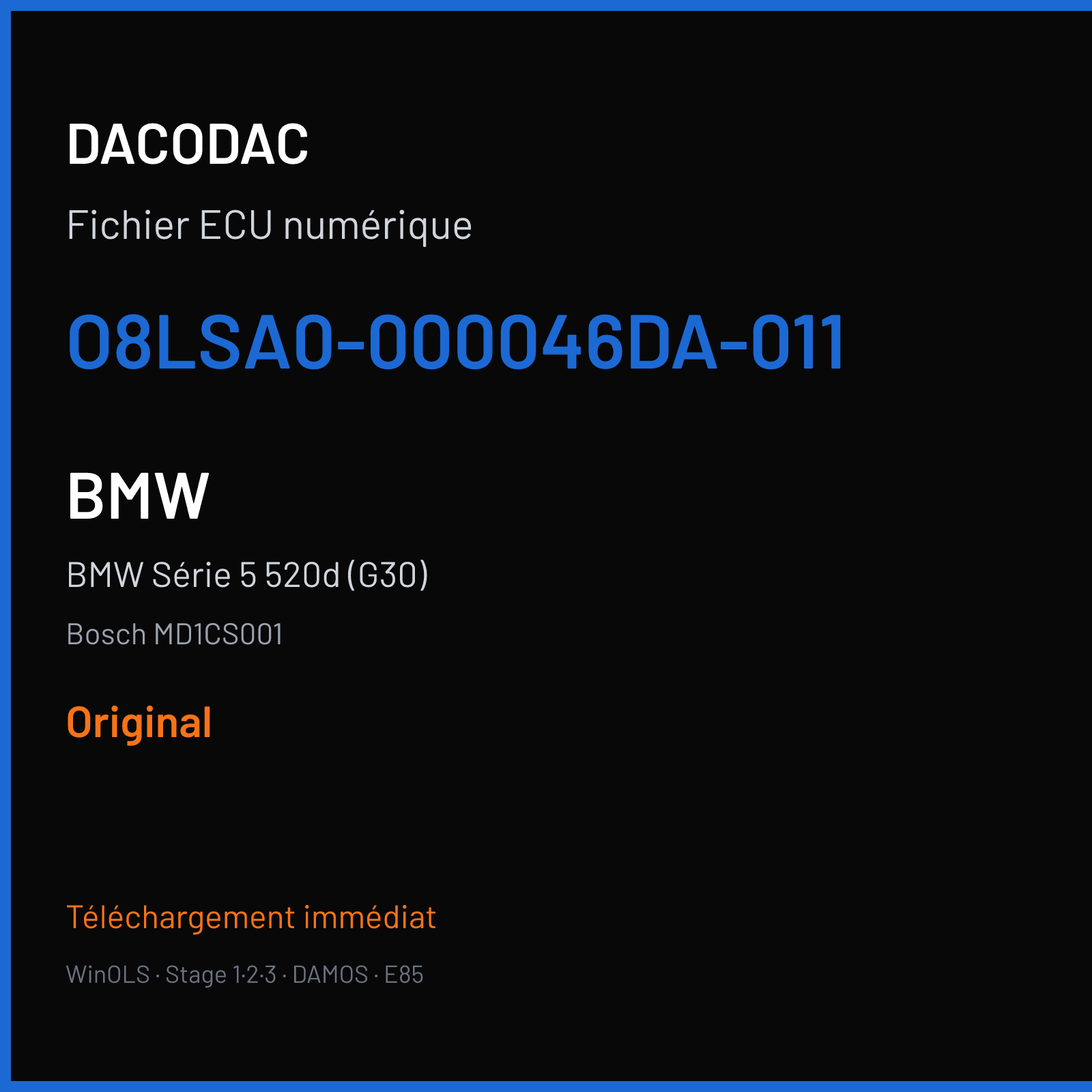 BMW Série 5 520d (G30) (2017) — Bosch MD1CS001 — O8LSA0-000046DA-011 — Original