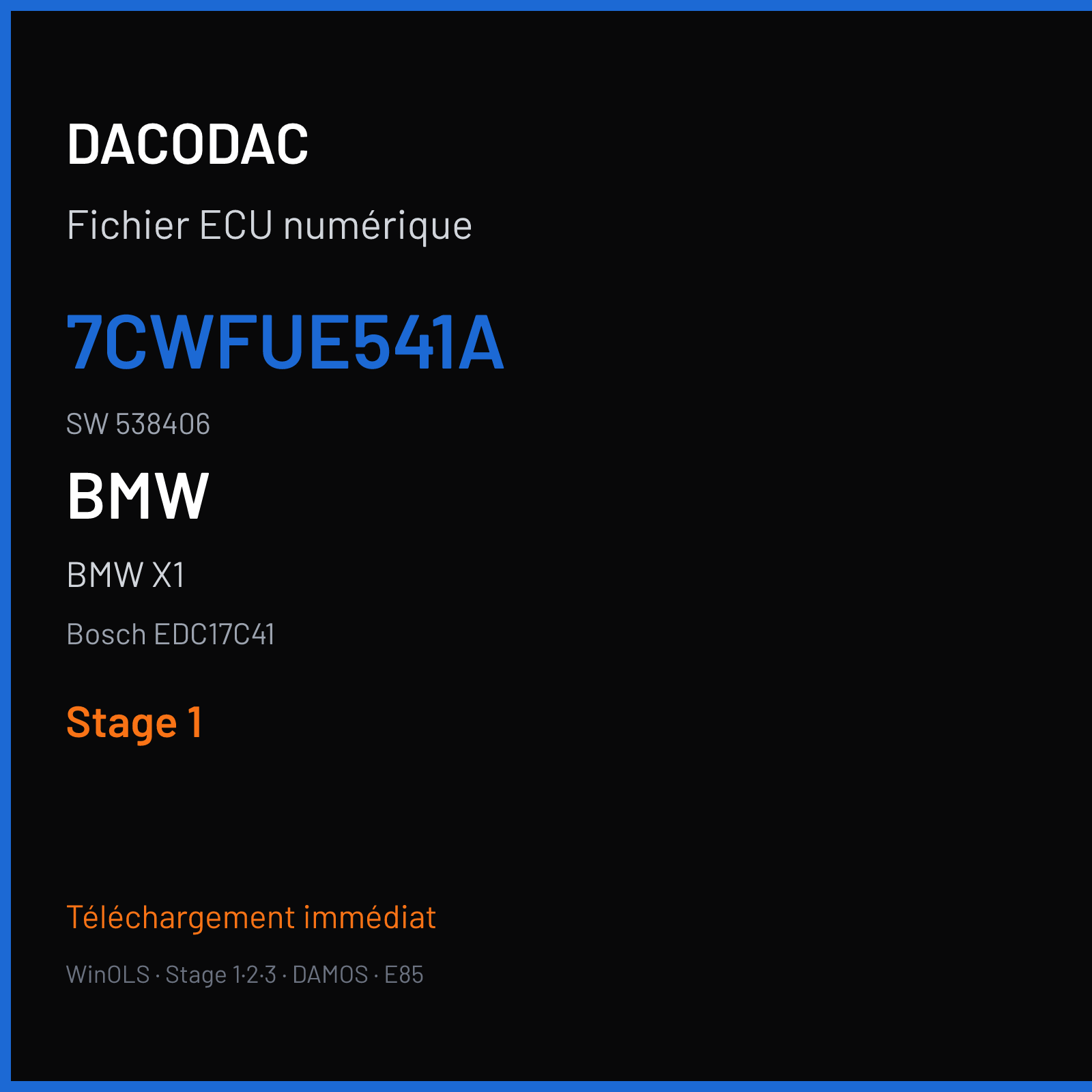 BMW X1 (2015) — Bosch EDC17C41 — 7CWFUE541A · 538406 — Stage 1
