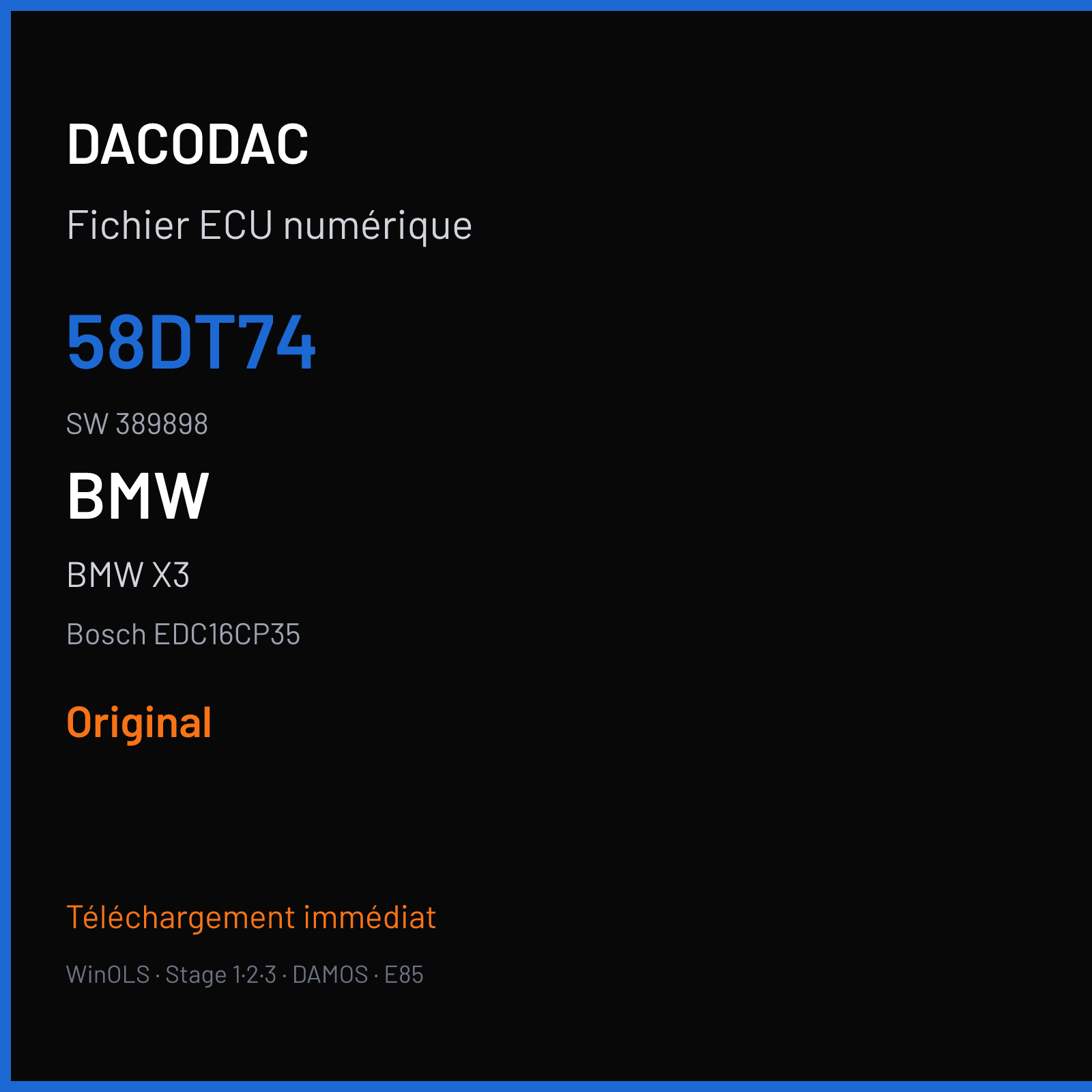BMW X3 (2007) — Bosch EDC16CP35 — 58DT74 · 389898 — Original