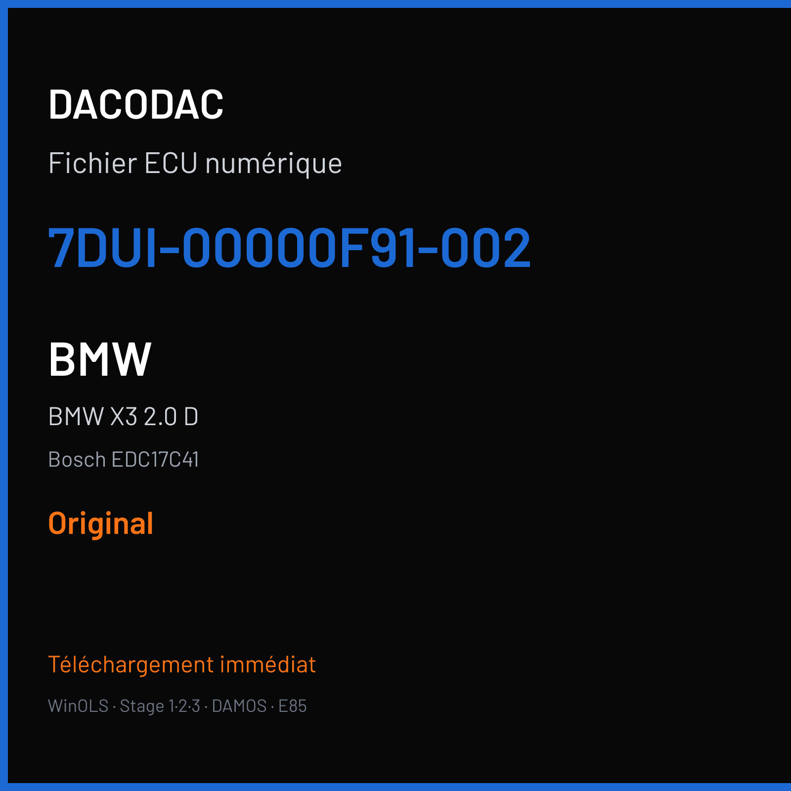 BMW X3 2.0 D — Bosch EDC17C41 — 7DUI-00000F91-002 — Original