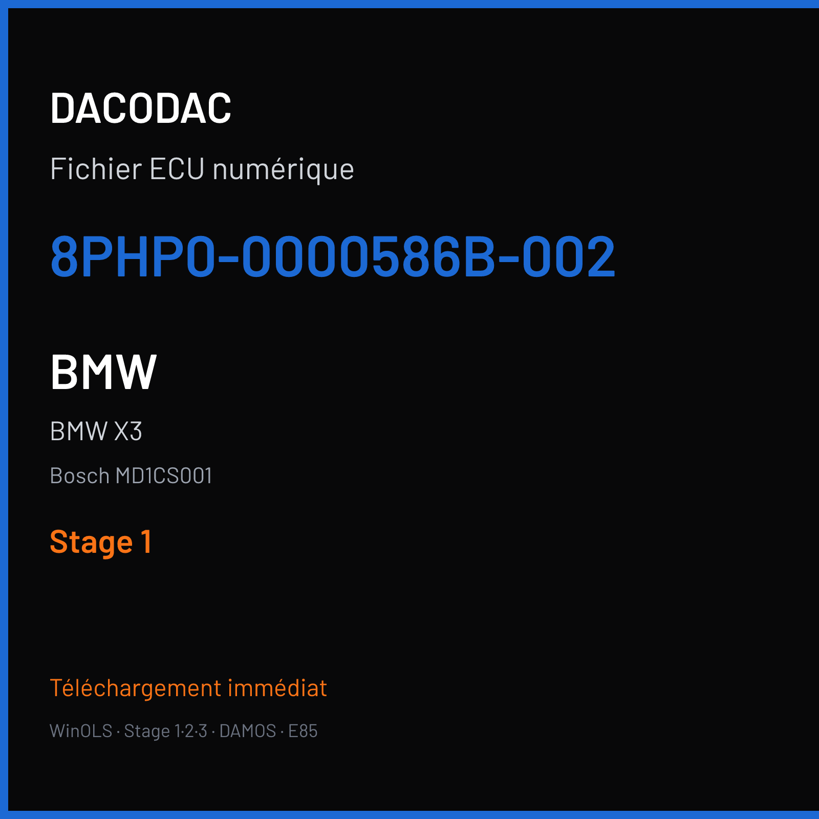 BMW X3 (2019) — Bosch MD1CS001 — 8PHP0-0000586B-002 — Stage 1
