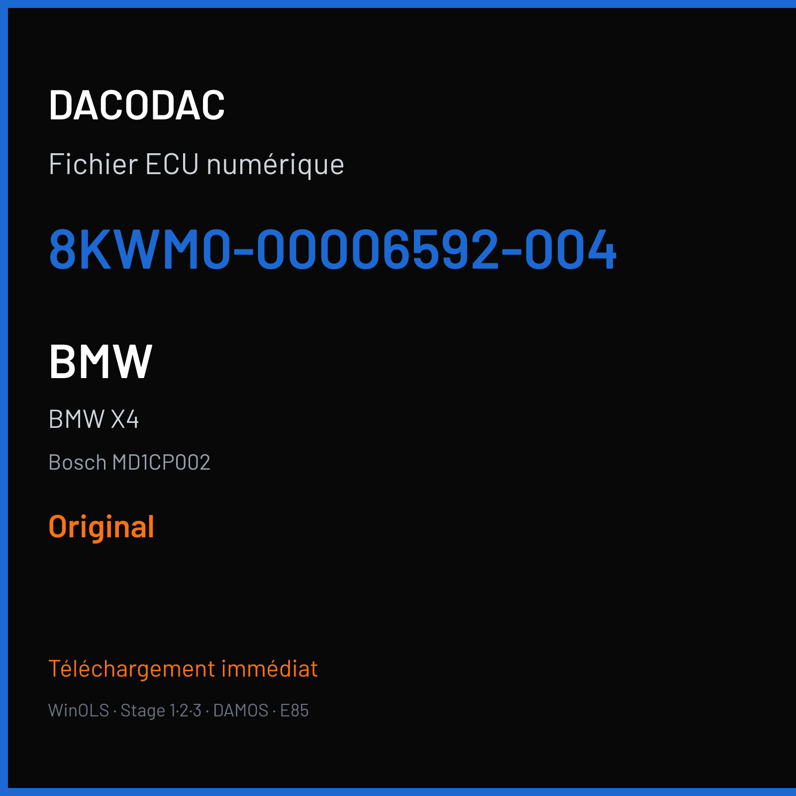 BMW X4 (2019) — Bosch MD1CP002 — 8KWM0-00006592-004 — Original