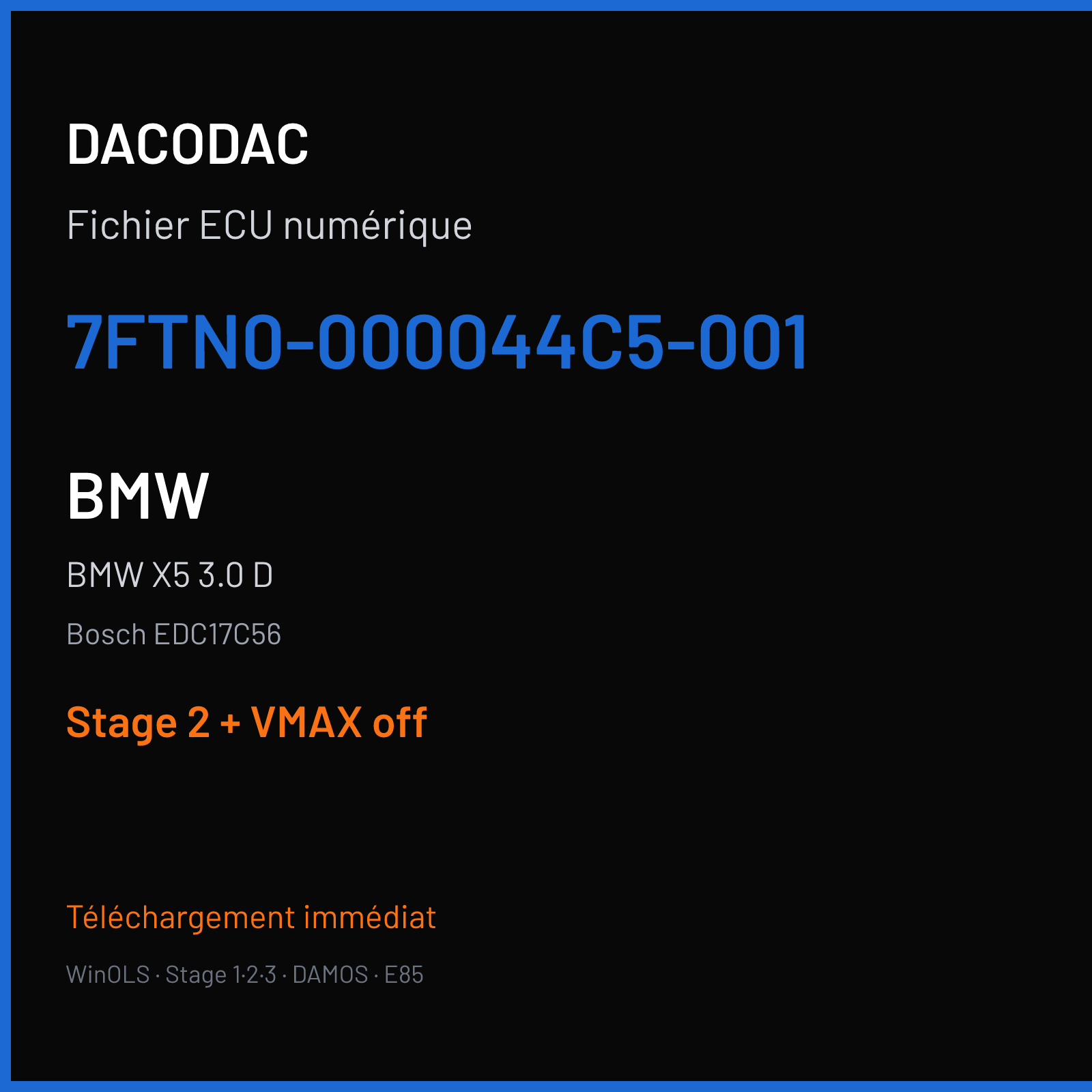 BMW X5 3.0 D (2016) — Bosch EDC17C56 — 7FTN0-000044C5-001 — Stage 2 + VMAX off