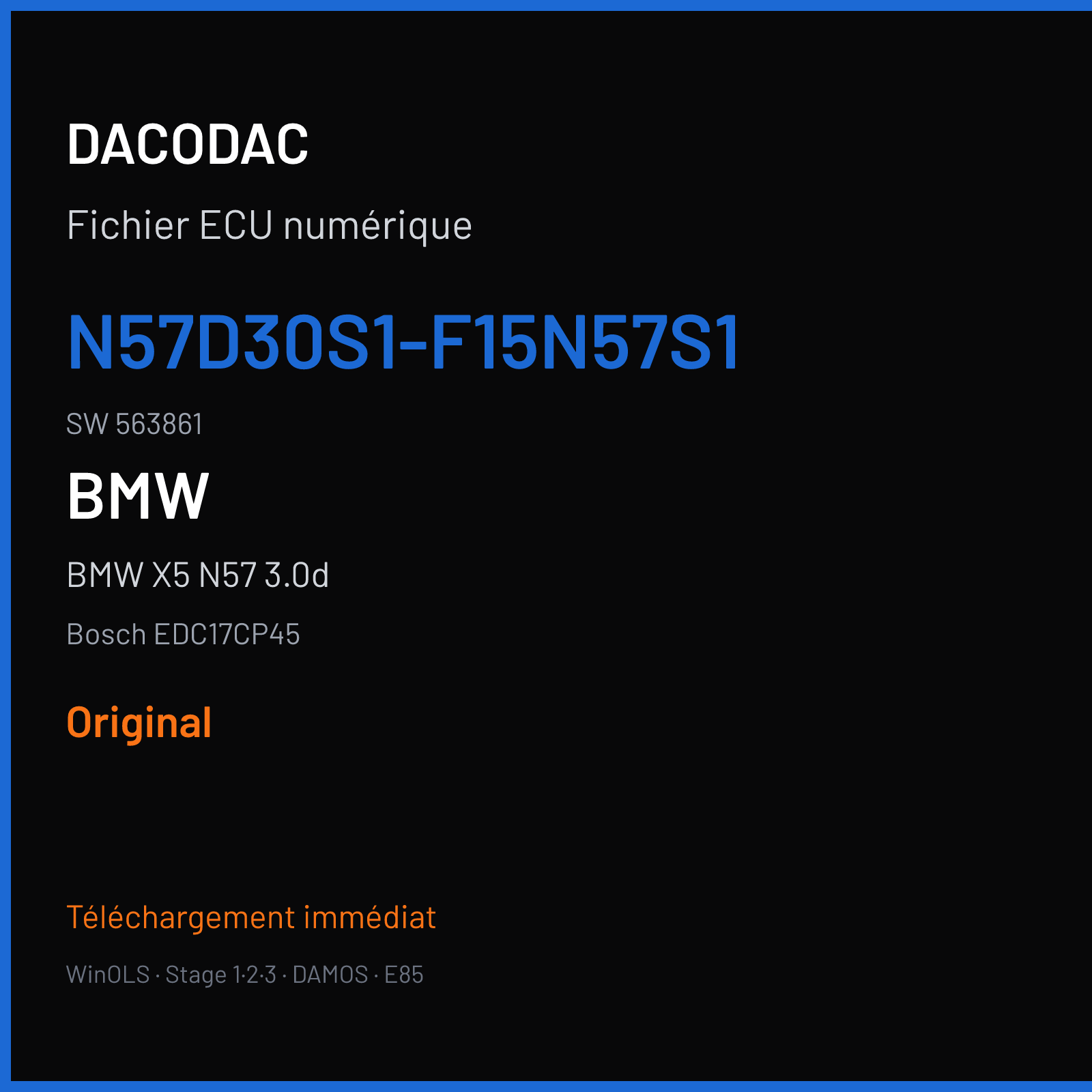 BMW X5 N57 3.0d — Bosch EDC17CP45 — N57D30S1-F15N57S1 · 563861 — Original