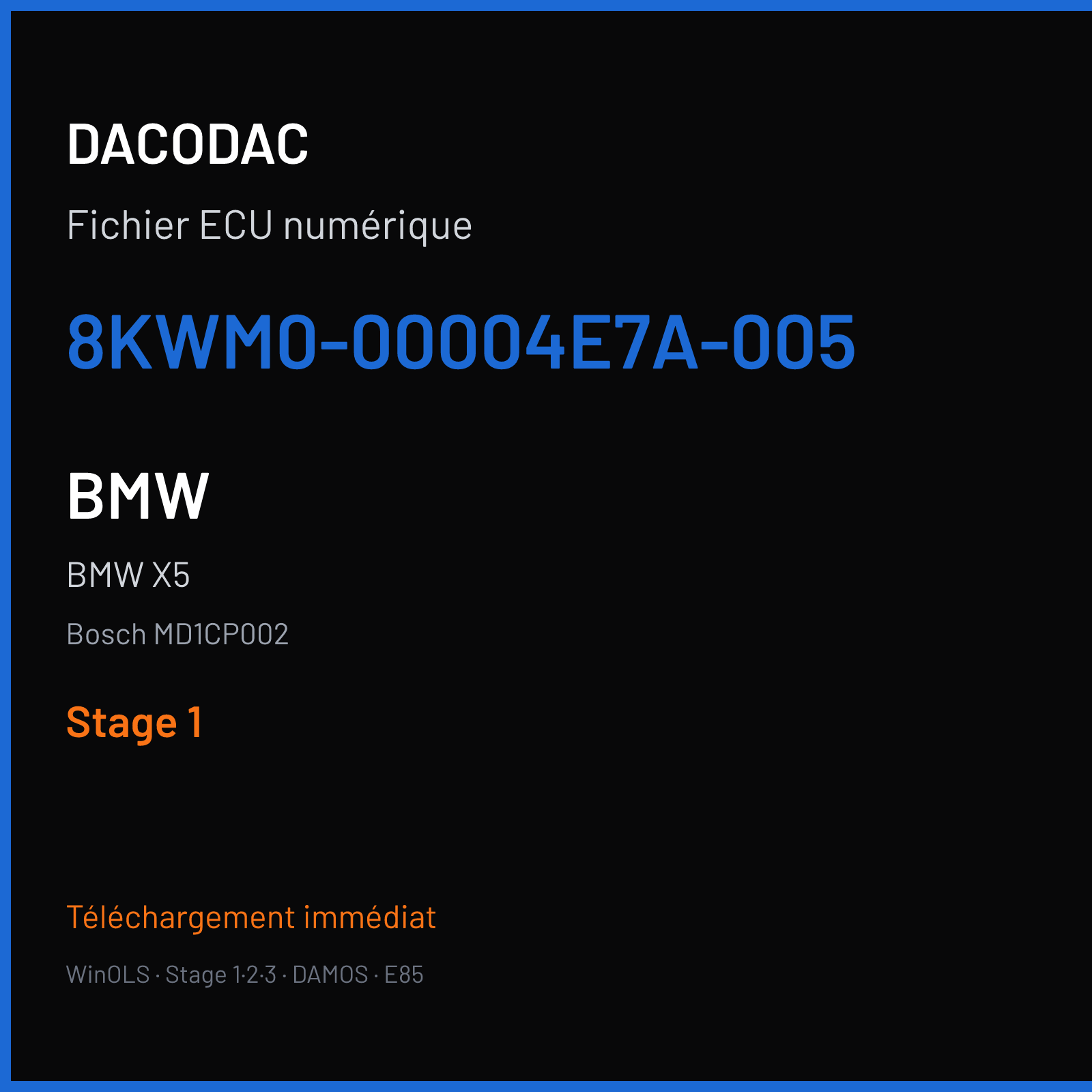 BMW X5 (2019) — Bosch MD1CP002 — 8KWM0-00004E7A-005 — Stage 1
