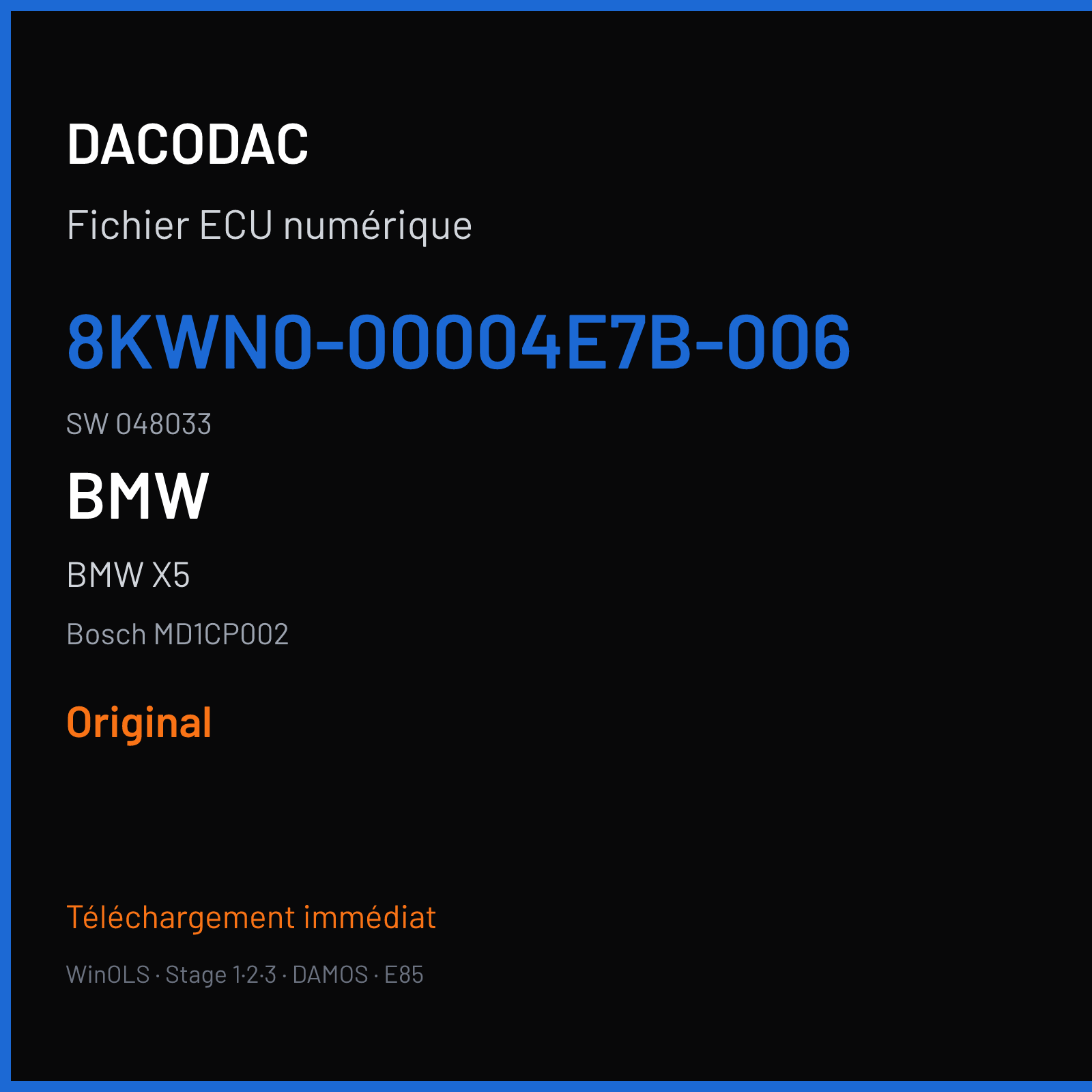 BMW X5 (2019) — Bosch MD1CP002 — 8KWN0-00004E7B-006 · 048033 — Original