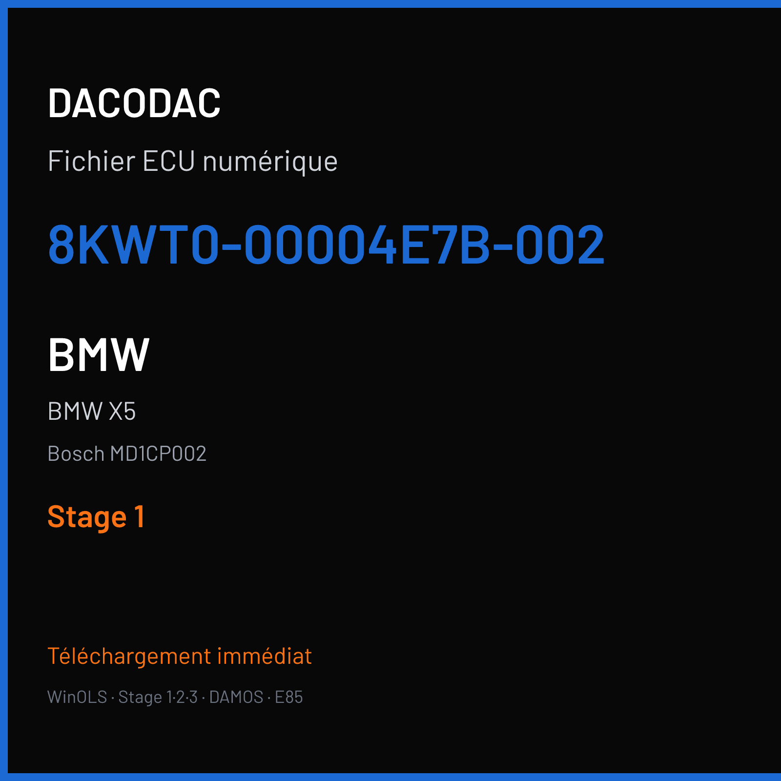 BMW X5 (2019) — Bosch MD1CP002 — 8KWT0-00004E7B-002 — Stage 1