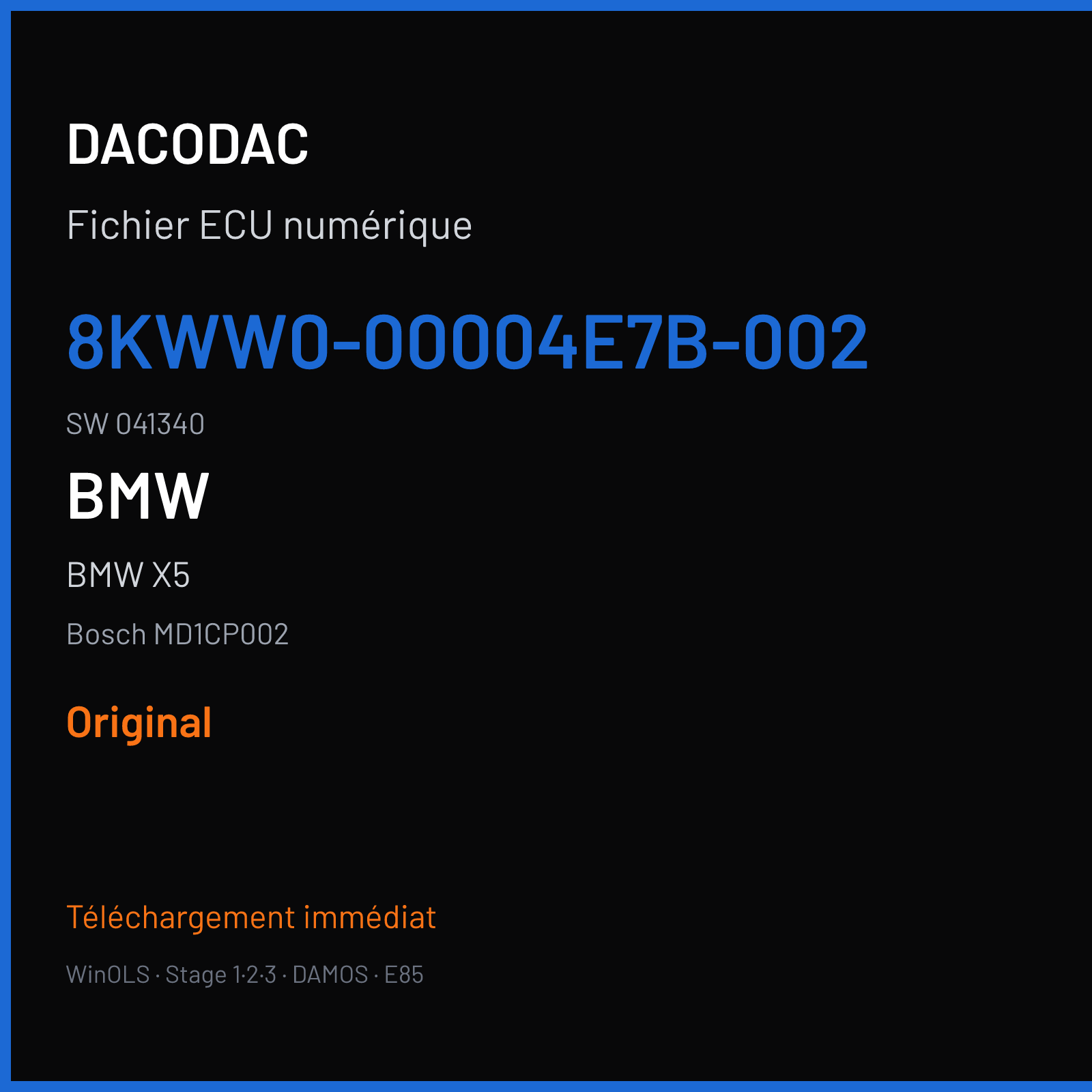 BMW X5 (2018) — Bosch MD1CP002 — 8KWW0-00004E7B-002 · 041340 — Original