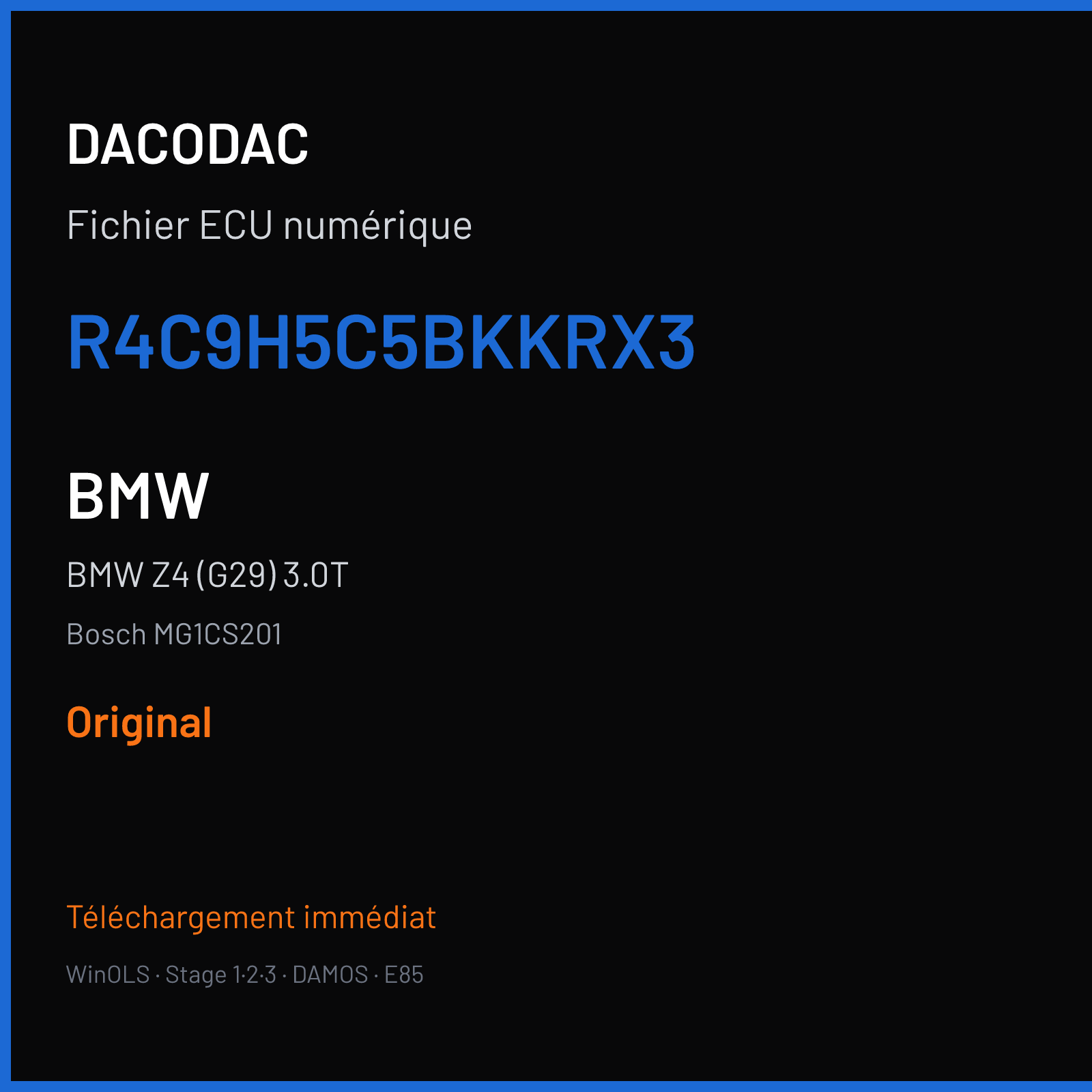 BMW Z4 (G29) 3.0T — Bosch MG1CS201 — R4C9H5C5BKKRX3 — Original