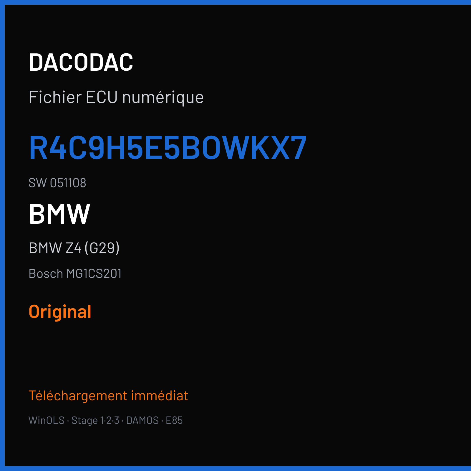 BMW Z4 (G29) — Bosch MG1CS201 — R4C9H5E5BOWKX7 · 051108 — Original