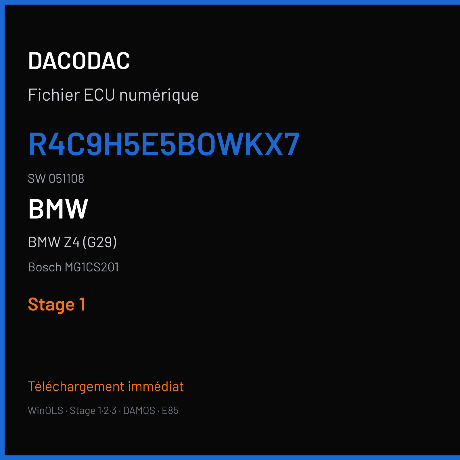 BMW Z4 (G29) — Bosch MG1CS201 — R4C9H5E5BOWKX7 · 051108 — Stage 1