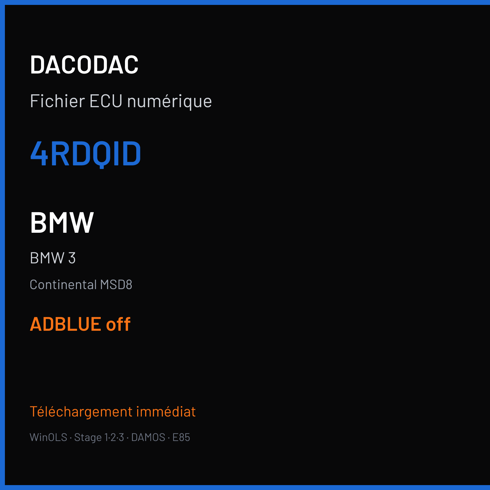 BMW 3 — Continental MSD8 — 4RDQID — ADBLUE off